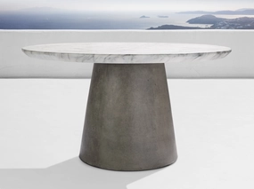 Edgewater Outdoor Dining Table in White Faux Marble