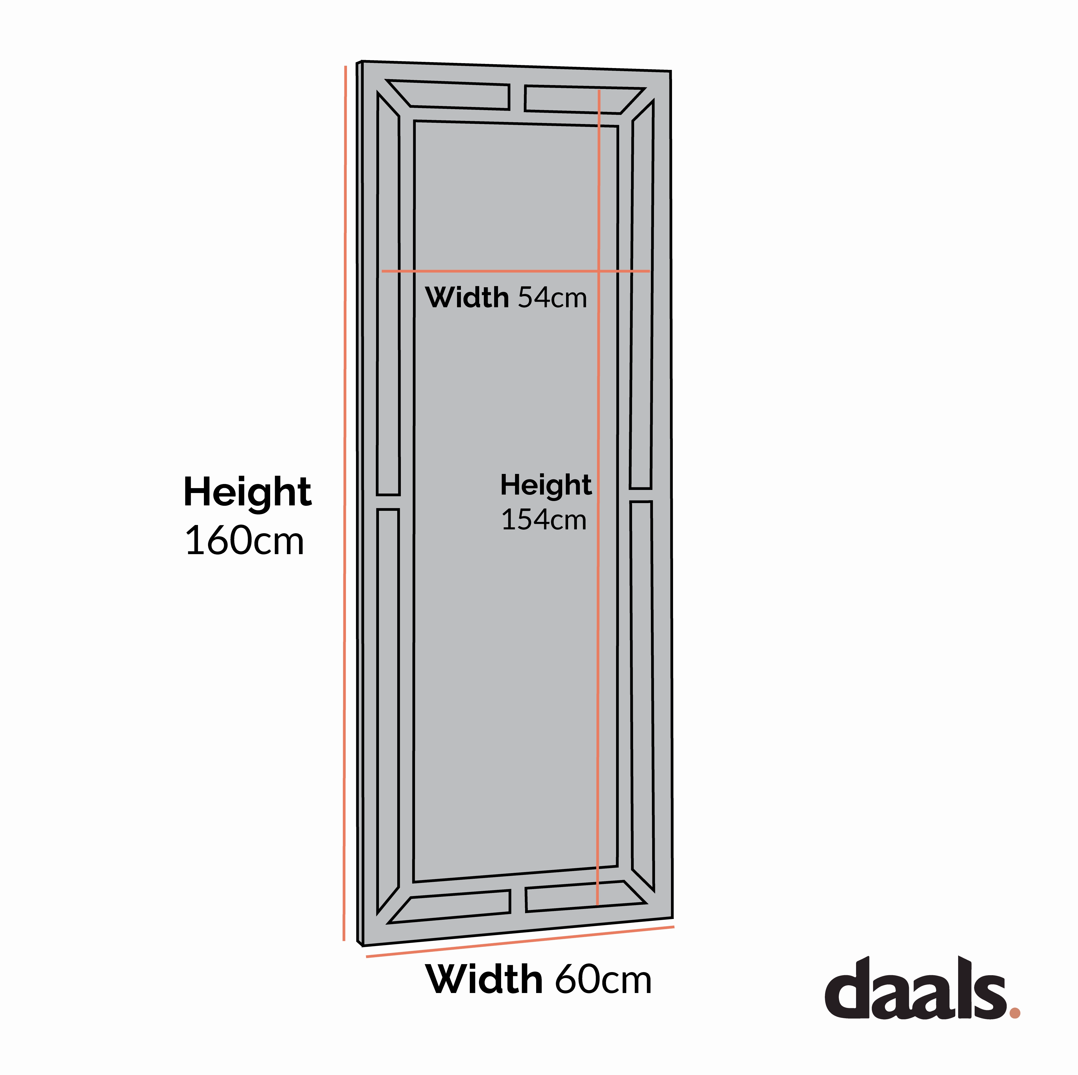 Edgeworth Washed White Full Length Wooden Frame Window Mirror 160 x 60 cm