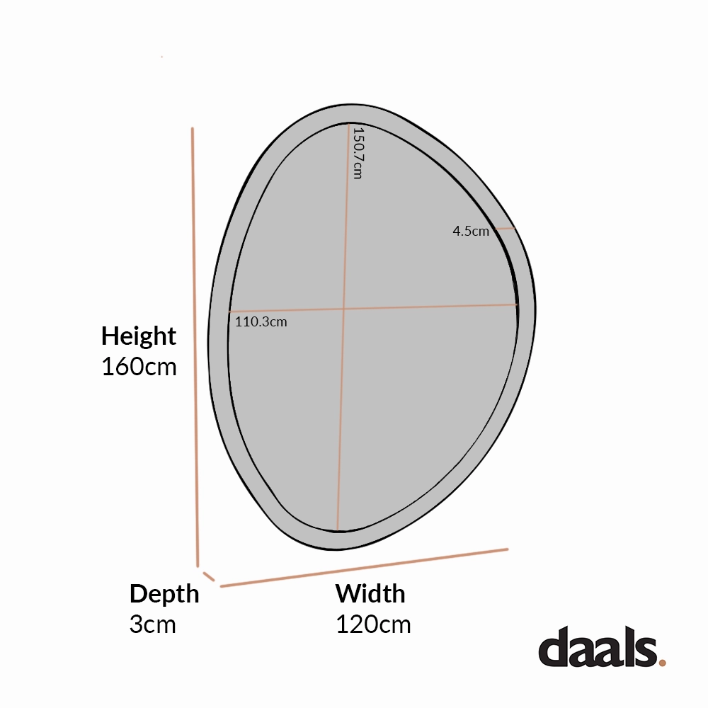 Edo Irregular Pebble Large Wooden Mirror 160 x 120 cm, Walnut
