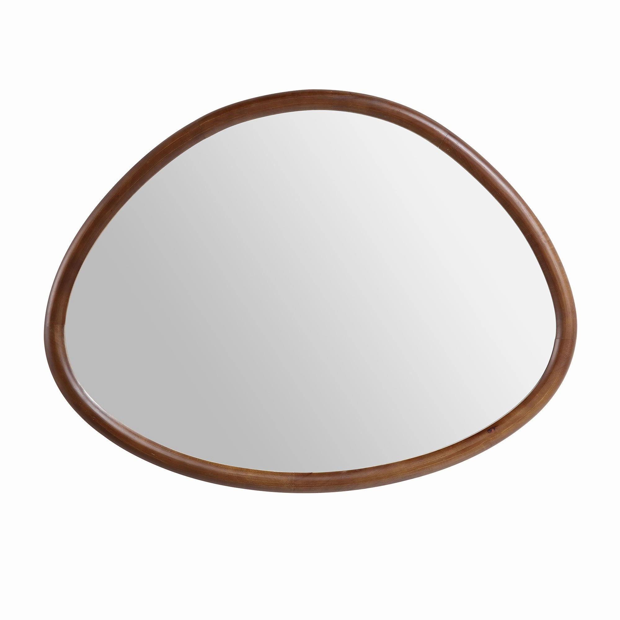 Edo Irregular Pebble Wall Wooden Mirror 100 x 76 cm, Walnut