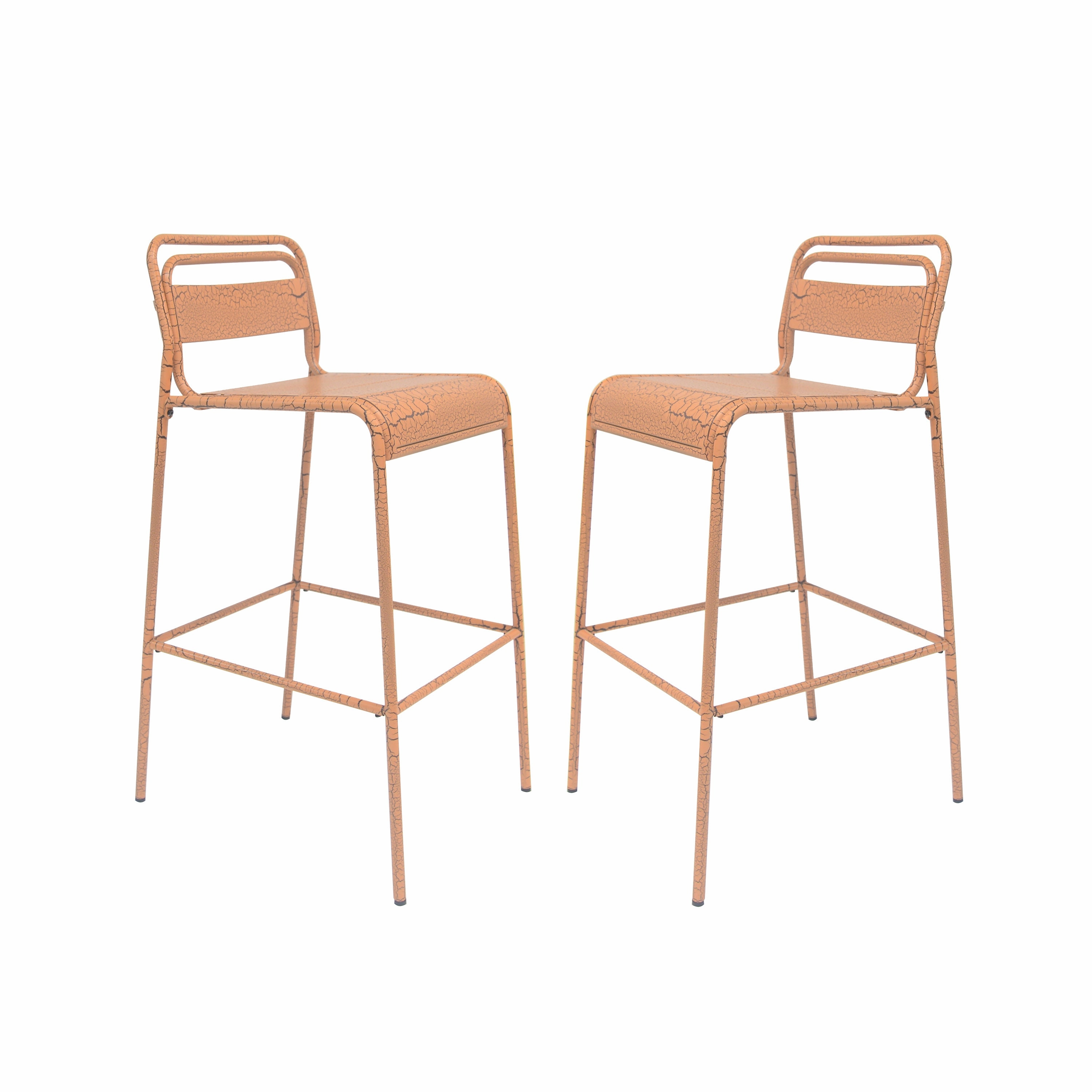 Elowen Outdoor Patio Bar Stools, Iron, Set of 2