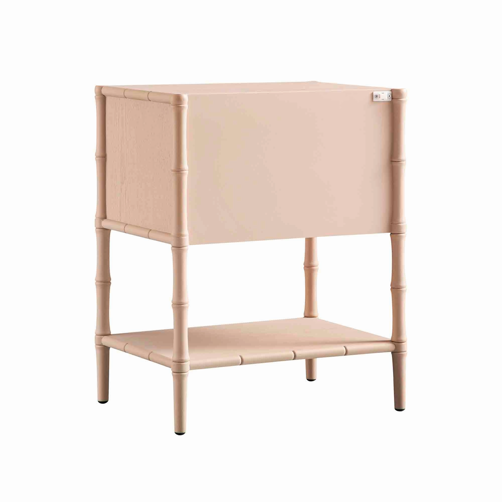 Elstowe Faux Bamboo 2-Drawer Bedside Table, Nude Pink