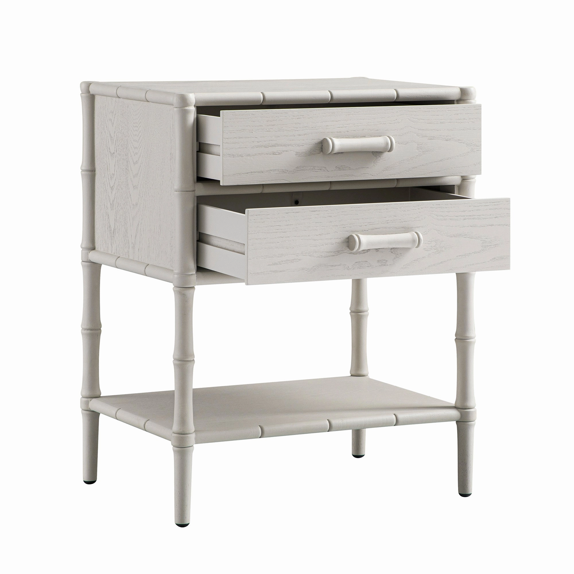Elstowe Faux Bamboo 2-Drawer Bedside Table, Shaded White