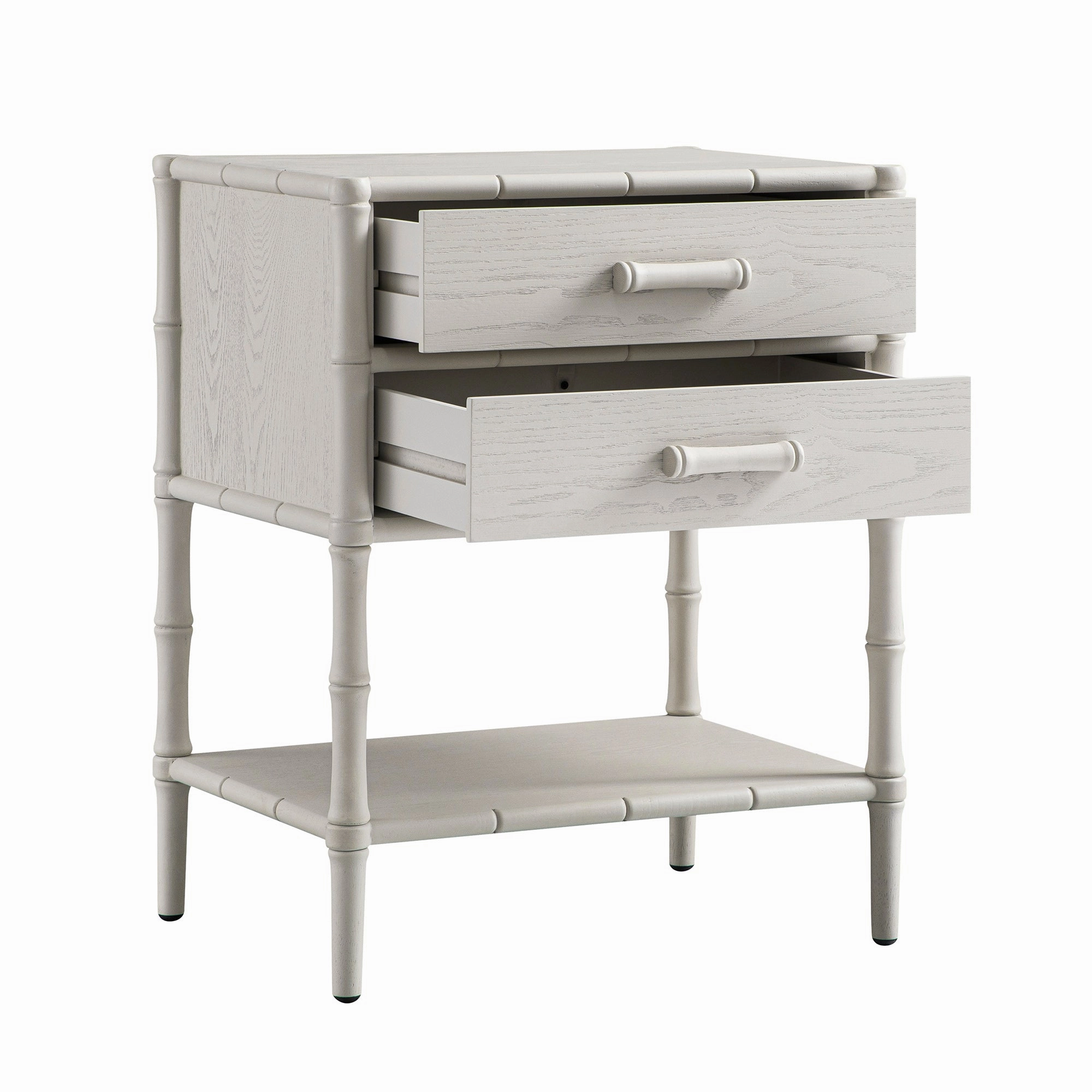 Elstowe Faux Bamboo 2-Drawer Bedside Table, Shaded White