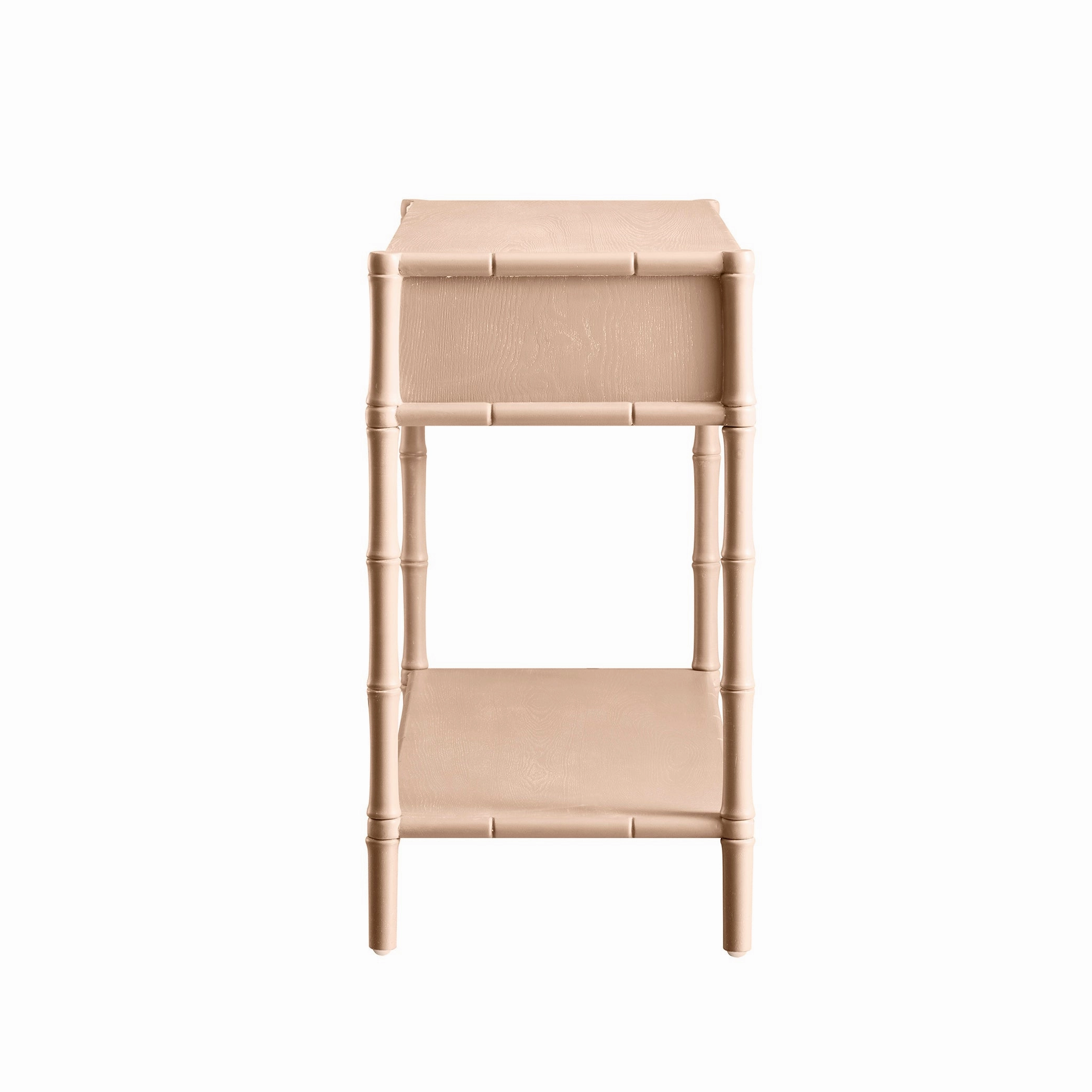 Elstowe Faux Bamboo 2-Drawer Console Table, Nude Pink