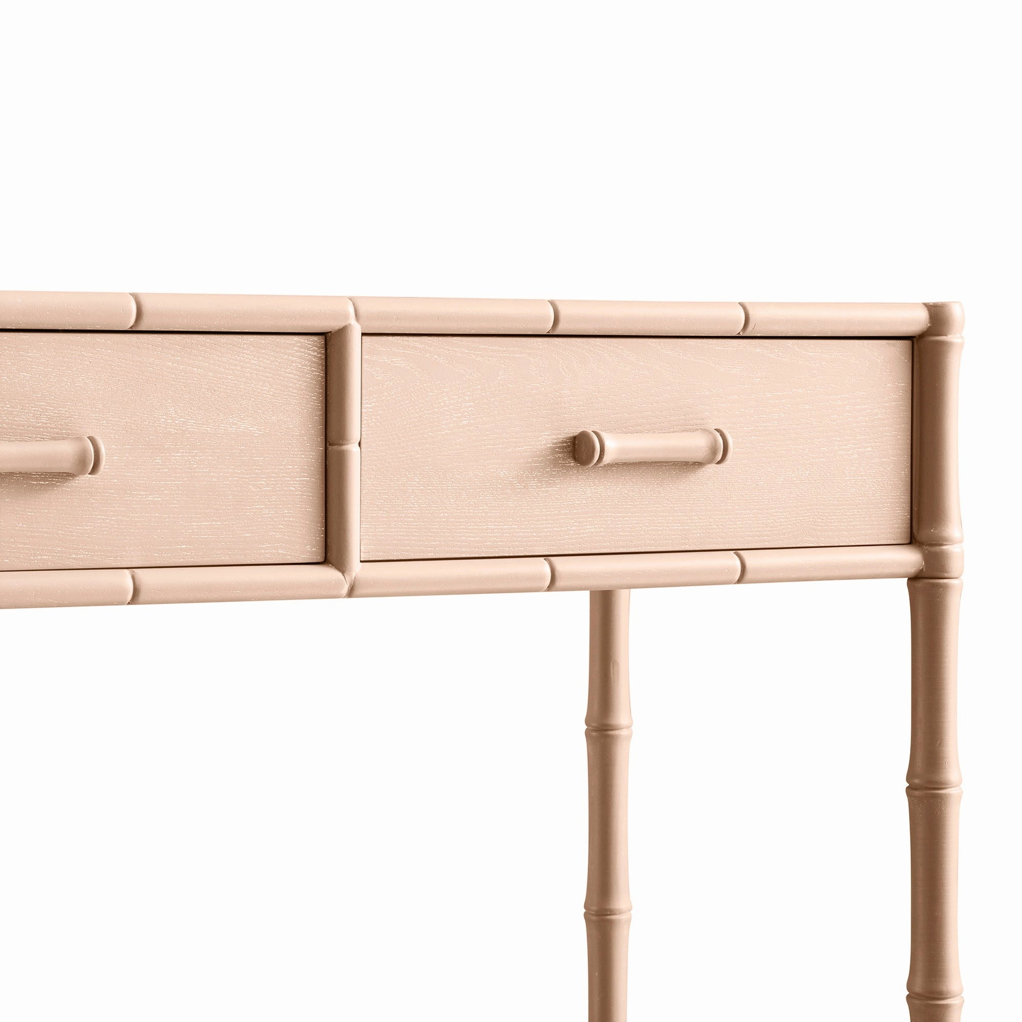 Elstowe Faux Bamboo 2-Drawer Console Table, Nude Pink