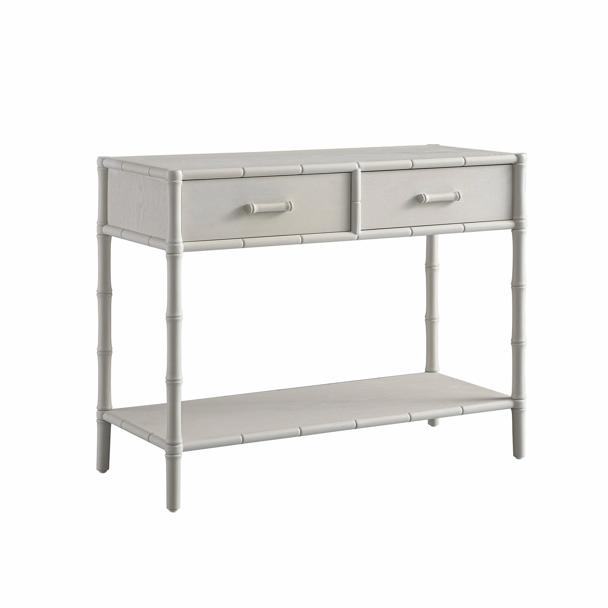 Elstowe Faux Bamboo 2-Drawer Console Table, Shaded White