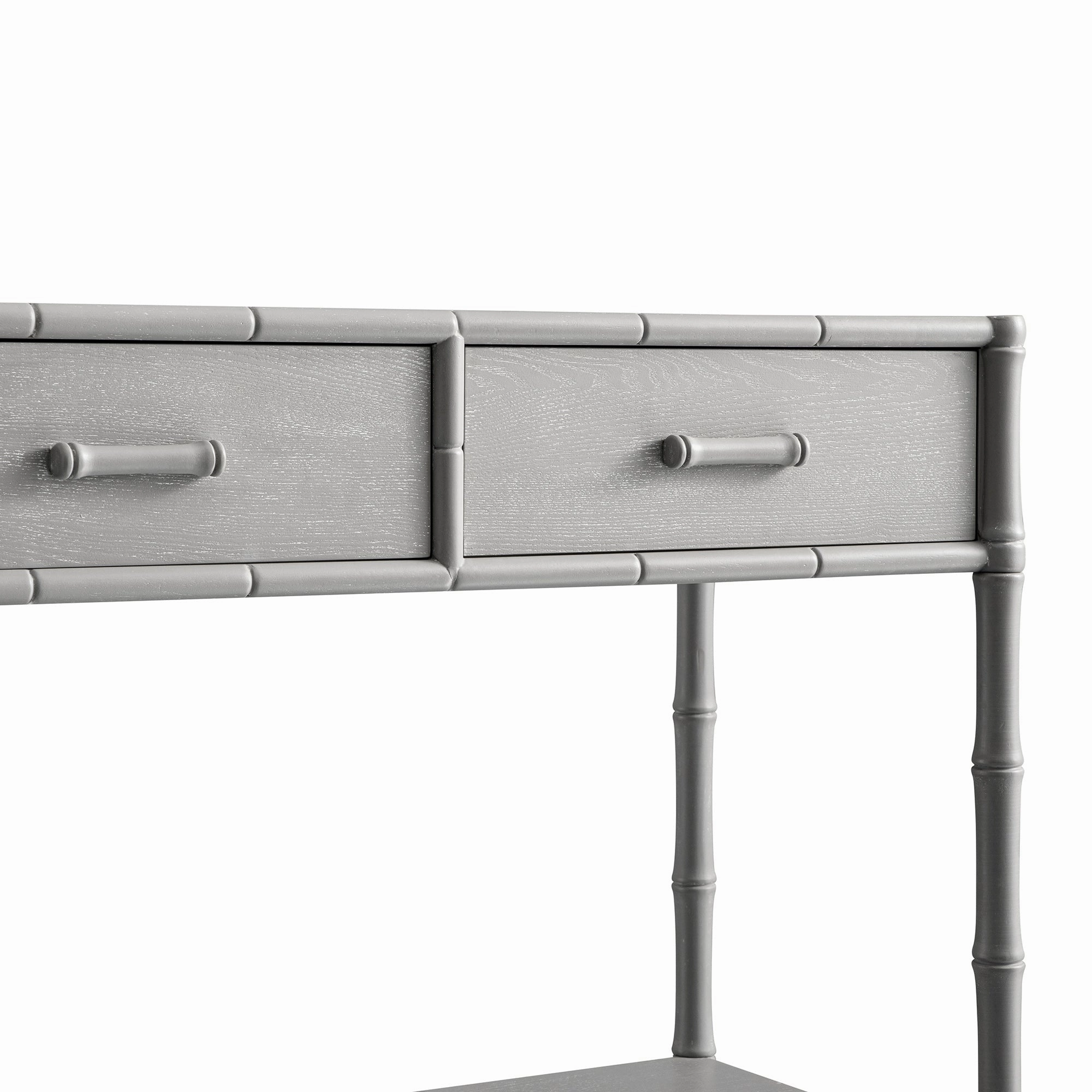 Elstowe Faux Bamboo 2-Drawer Console Table, Warm Grey