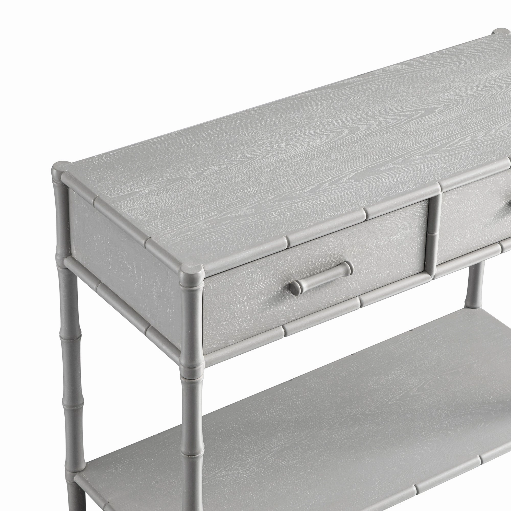 Elstowe Faux Bamboo 2-Drawer Console Table, Warm Grey