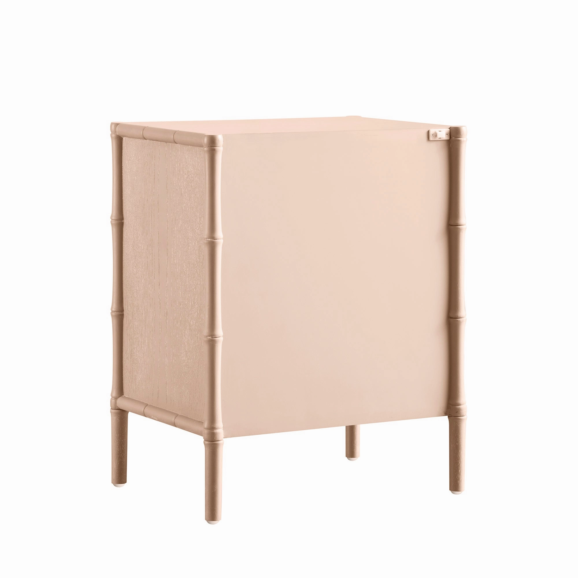 Elstowe Faux Bamboo 3-Drawer Bedside Table, Nude Pink