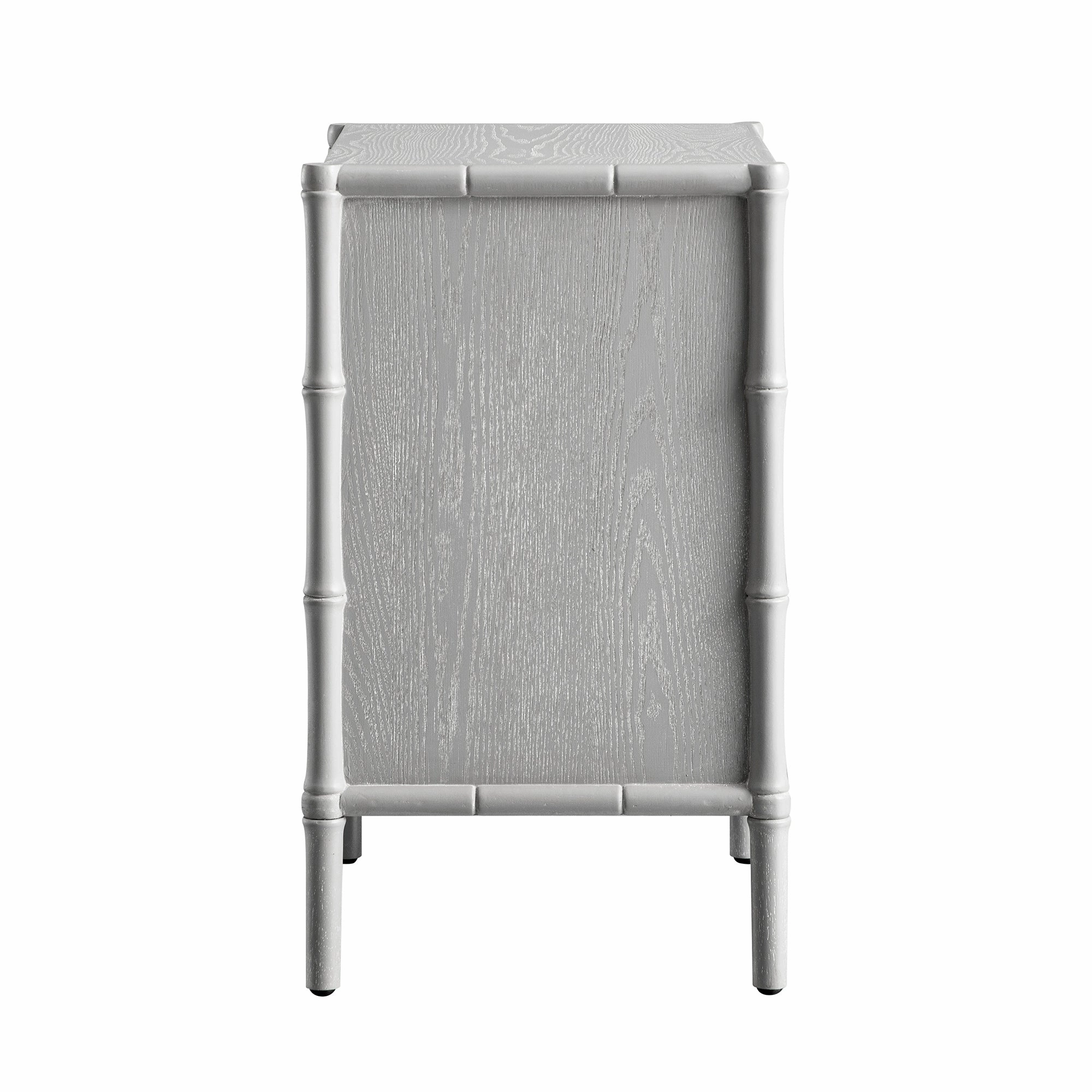 Elstowe Faux Bamboo 3-Drawer Bedside Table, Warm Grey