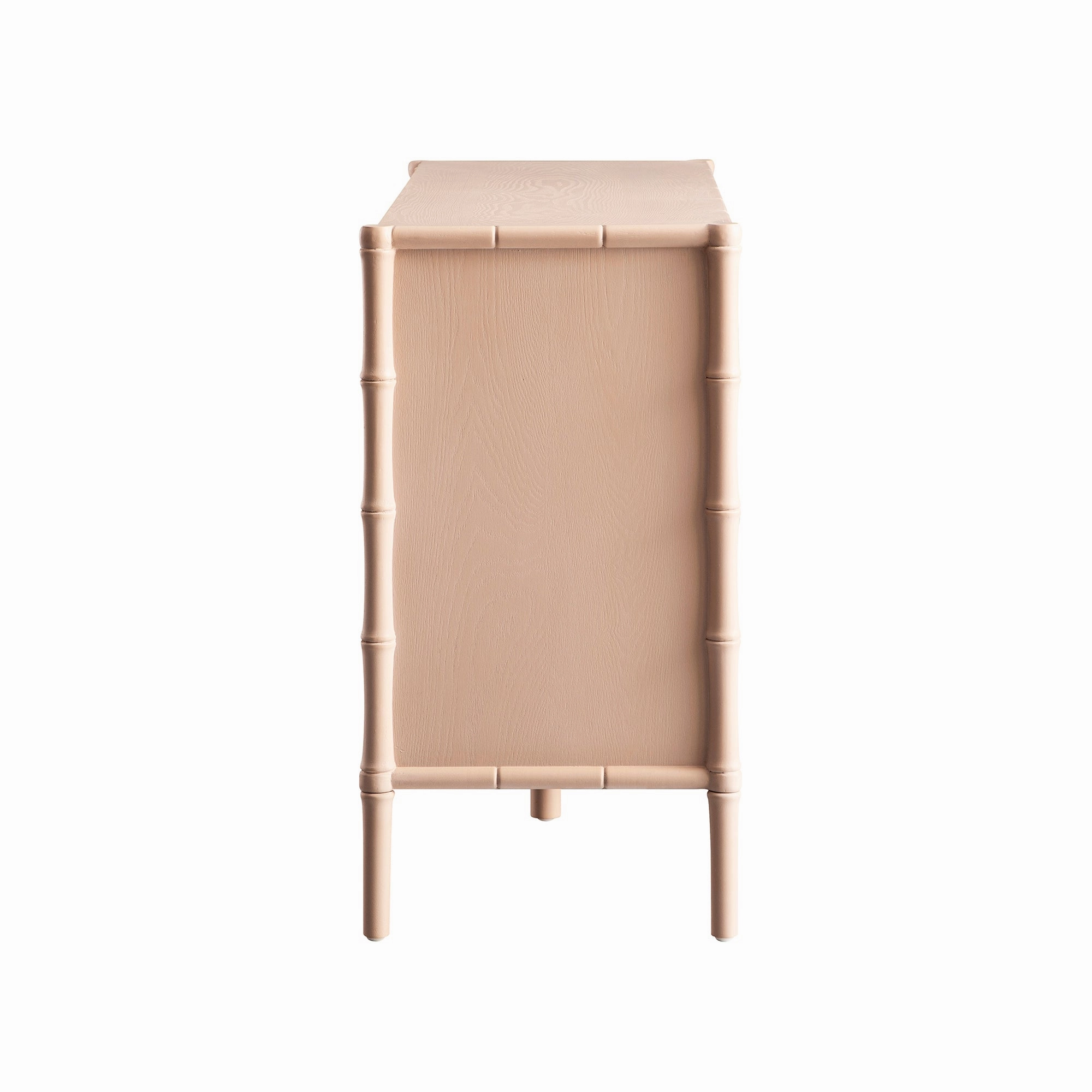 Elstowe Faux Bamboo 6-Drawer Chest, Nude Pink