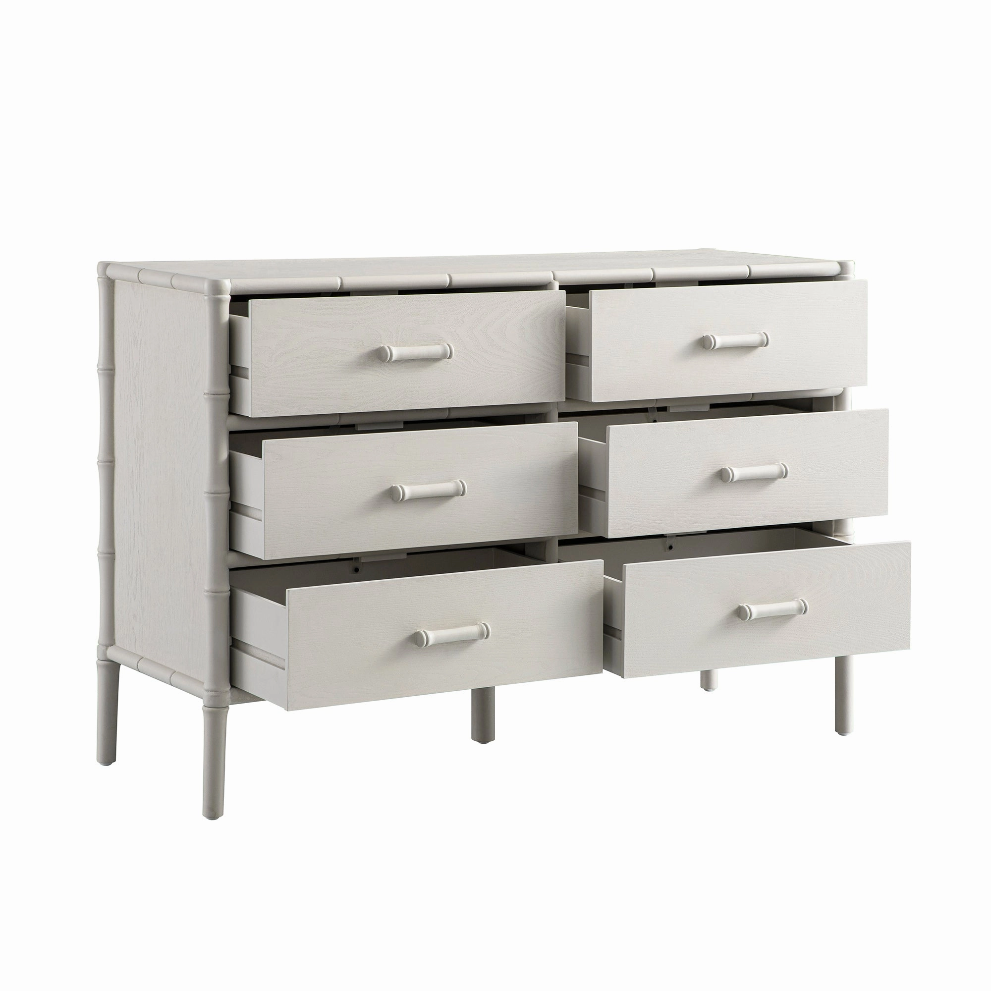 Elstowe Faux Bamboo 6-Drawer Chest, Shaded White