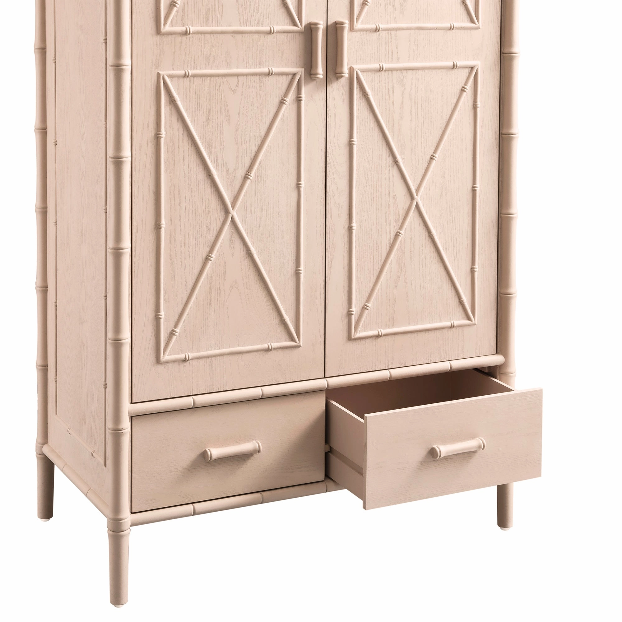 Elstowe Faux Bamboo Double Wardrobe, Nude Pink