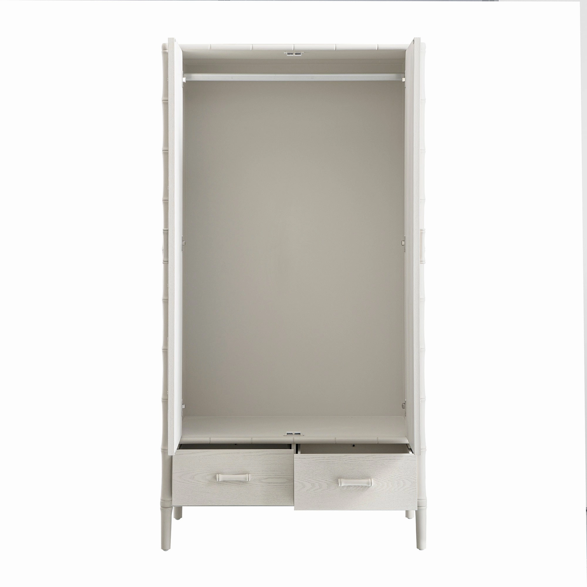 Elstowe Faux Bamboo Double Wardrobe, Shaded White