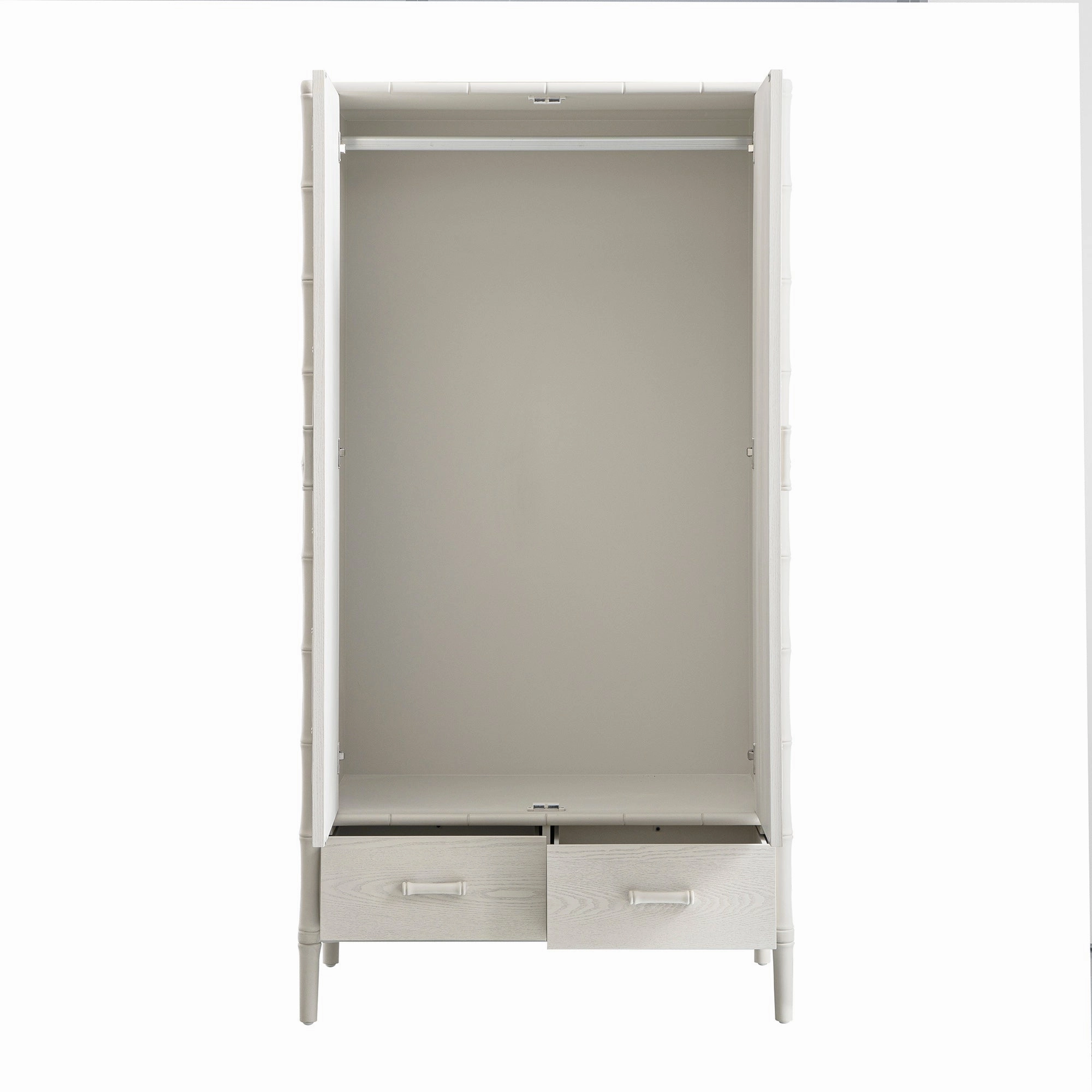Elstowe Faux Bamboo Double Wardrobe, Shaded White