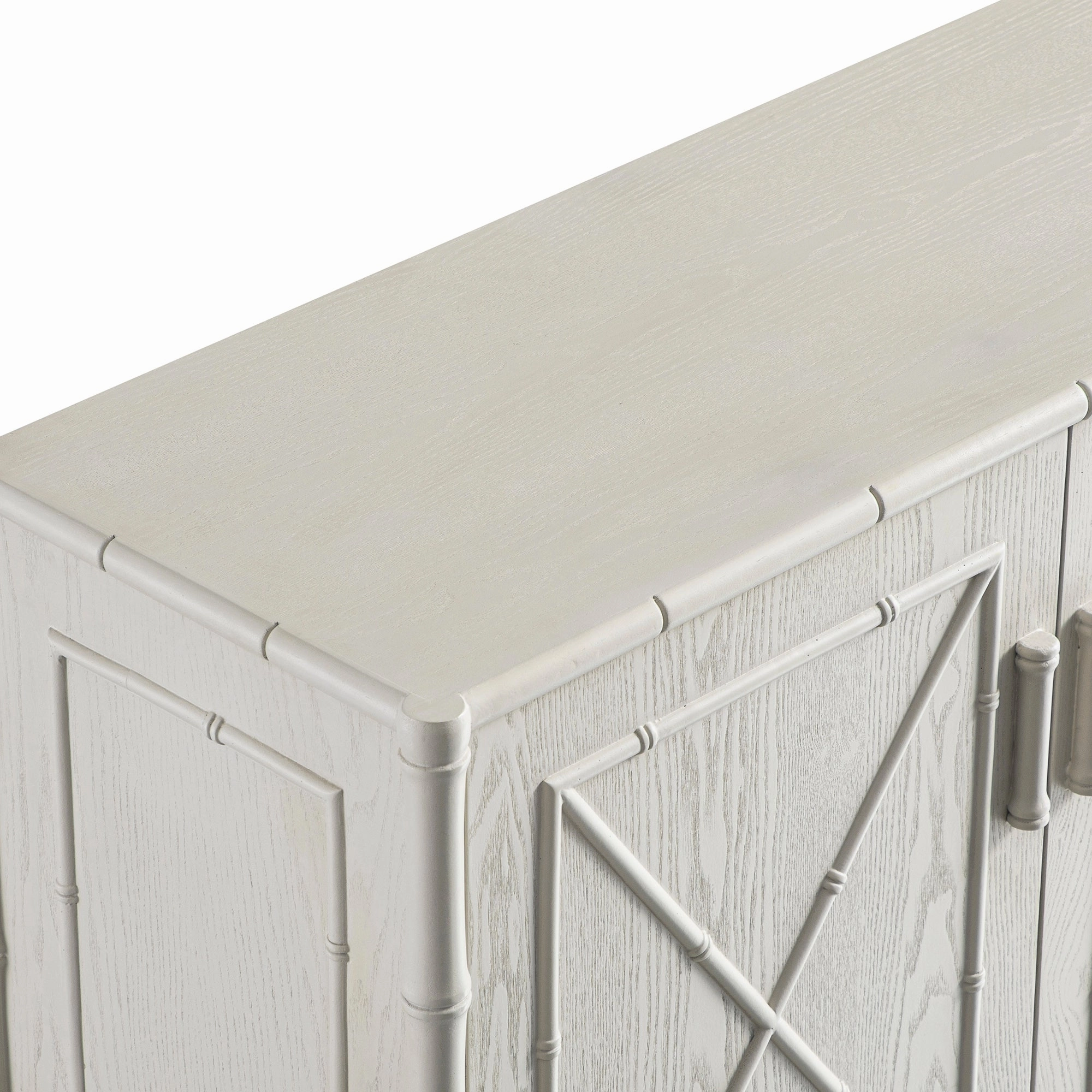 Elstowe Faux Bamboo Small Sideboard, Shaded White