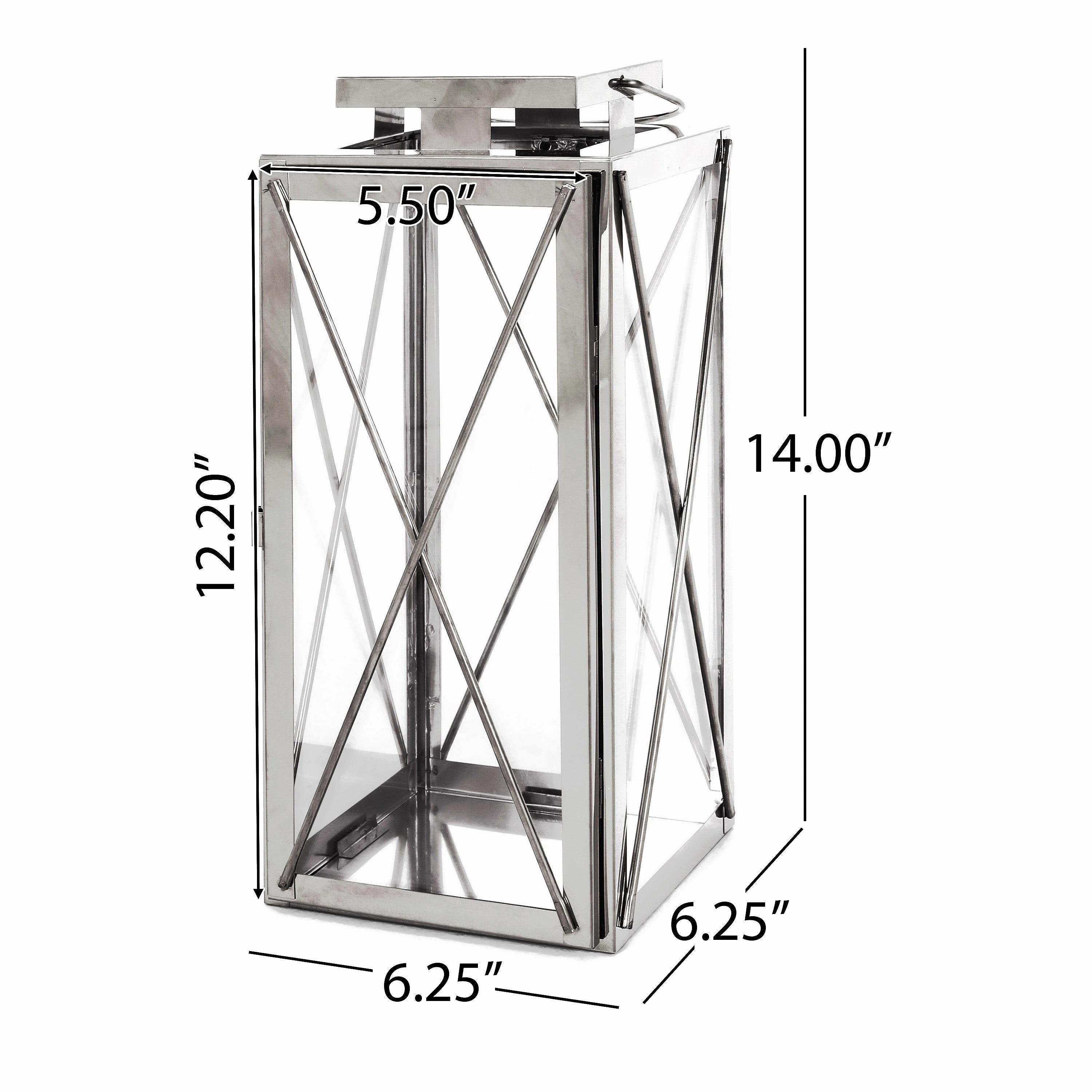 Elwick 14" Modern Stainless Steel Lantern