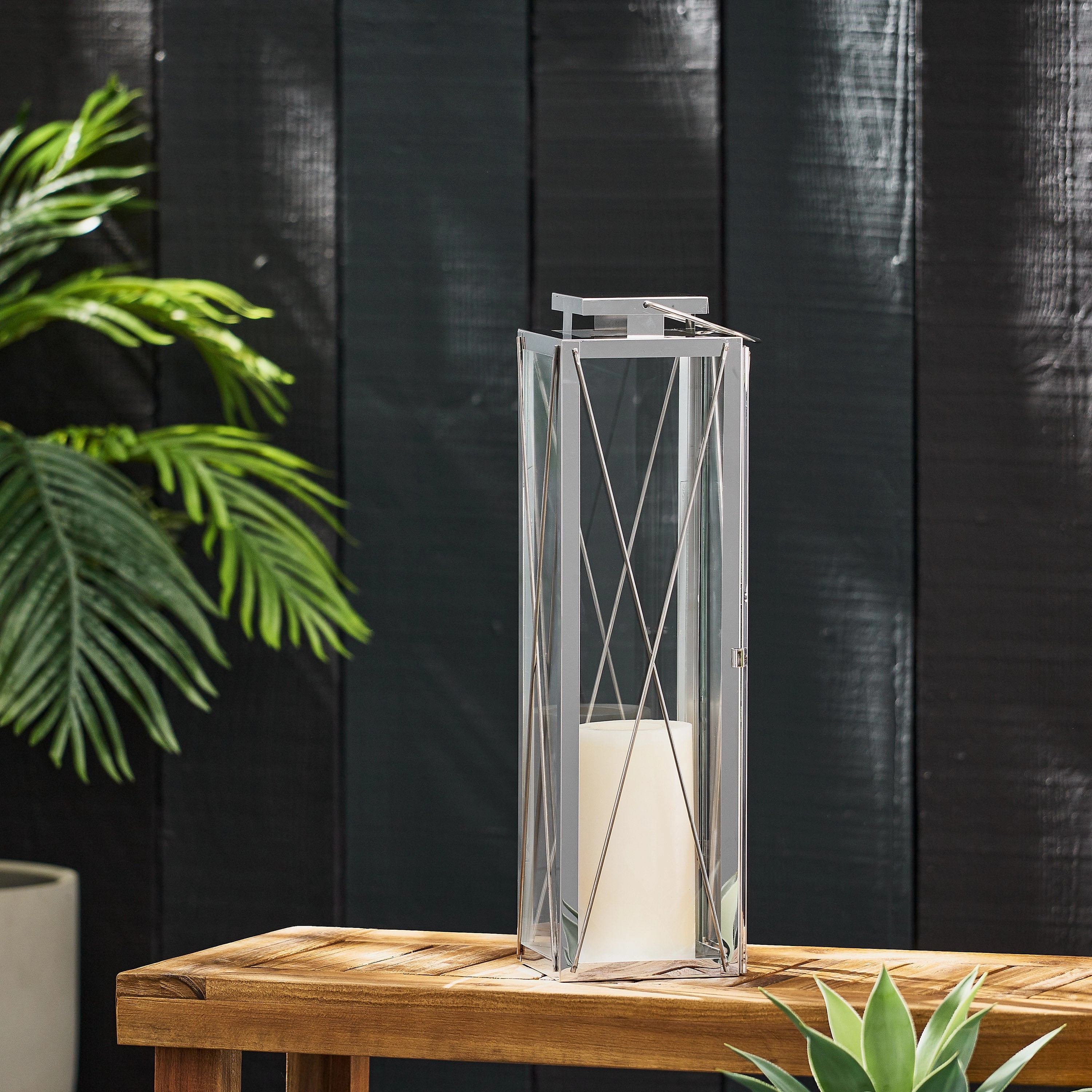 Elwick 22" Modern Stainless Steel Lantern