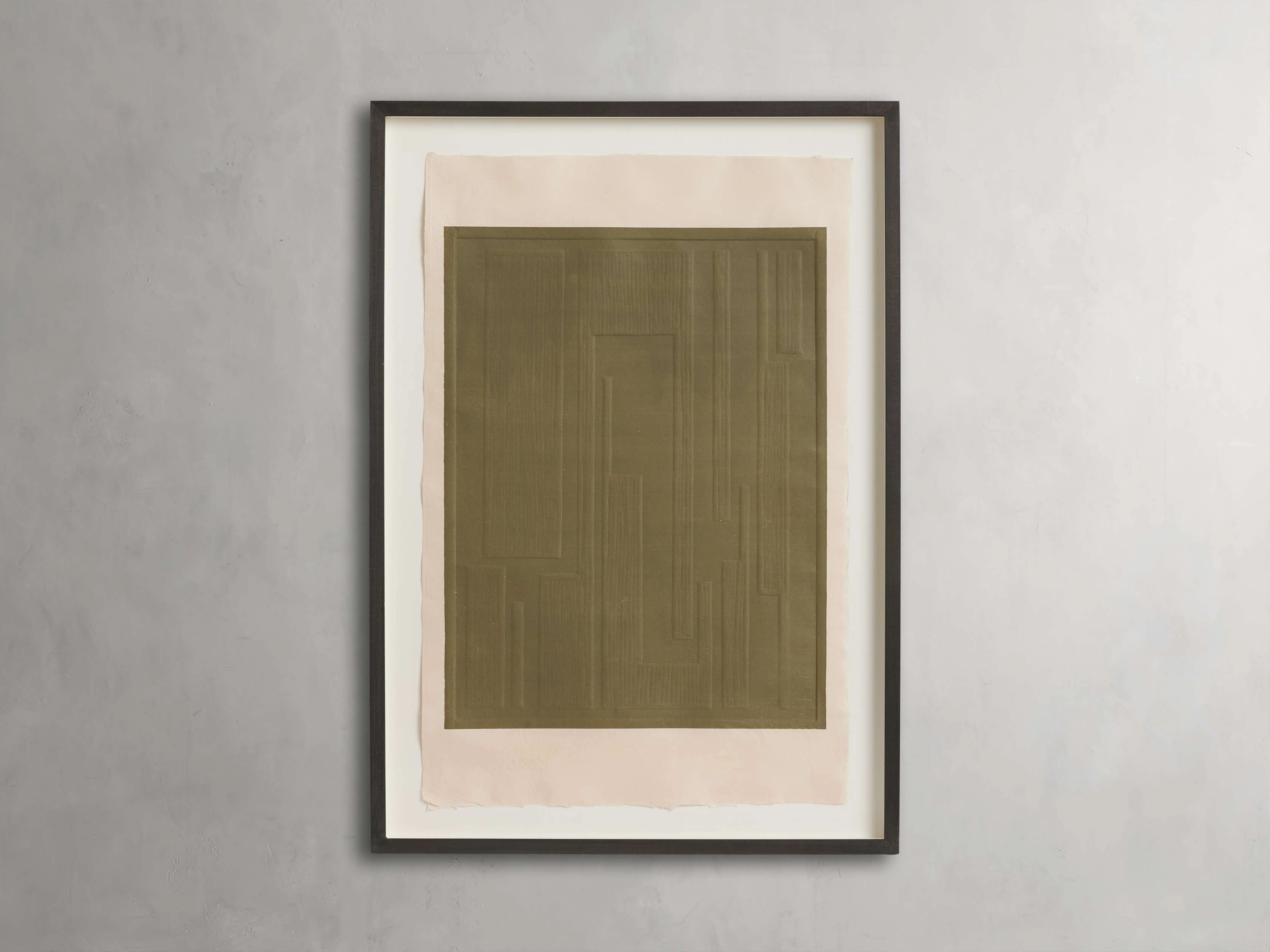 Embossed Abstract Framed Silkscreen in Green