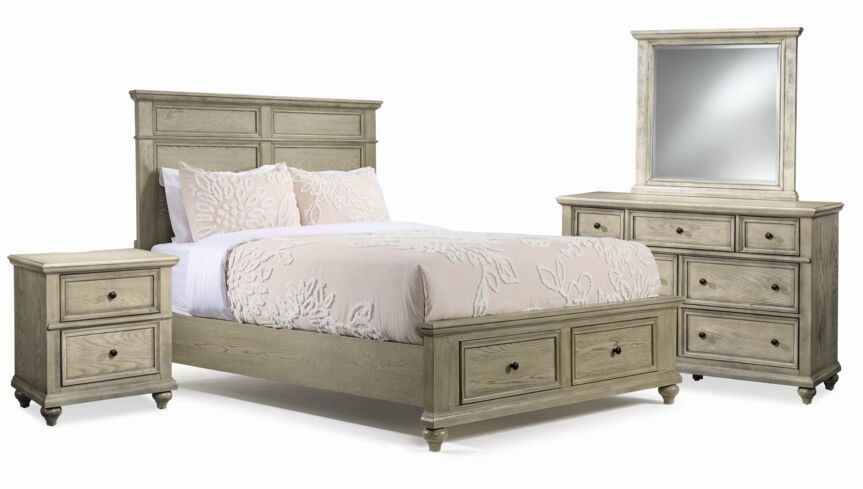 Emma 6-Piece King Storage Bedroom Package - Oak