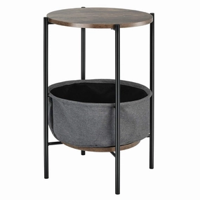 End Table Round Sofa Side Table W/Durable Storage Fabric Basket entry bench, mudroom storage