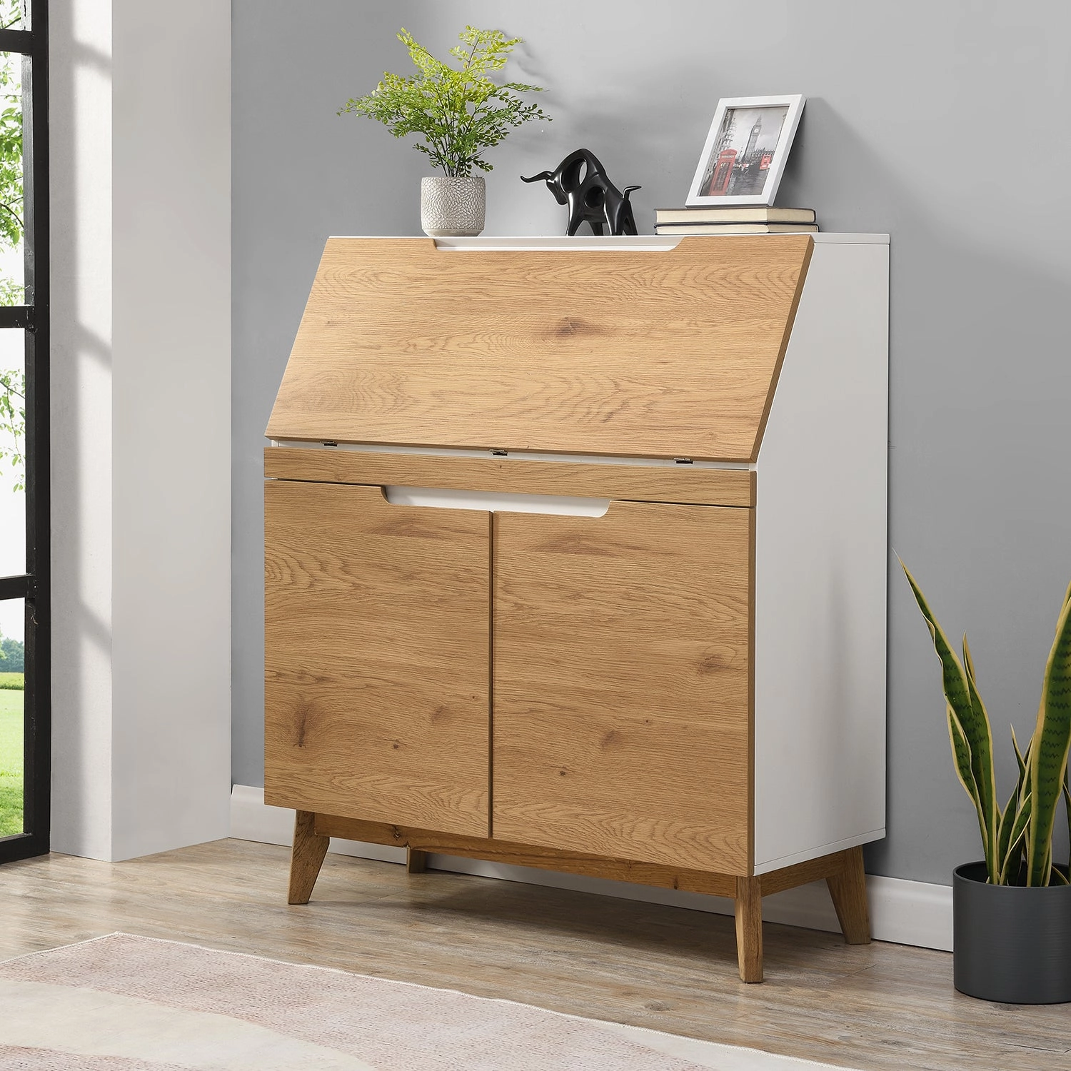 Ernest Writing Bureau in White & Oak Colour