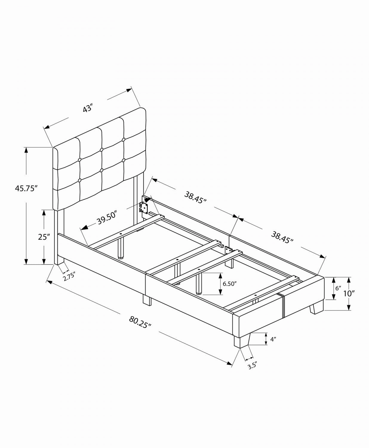 Evelyn Twin Bed - Black