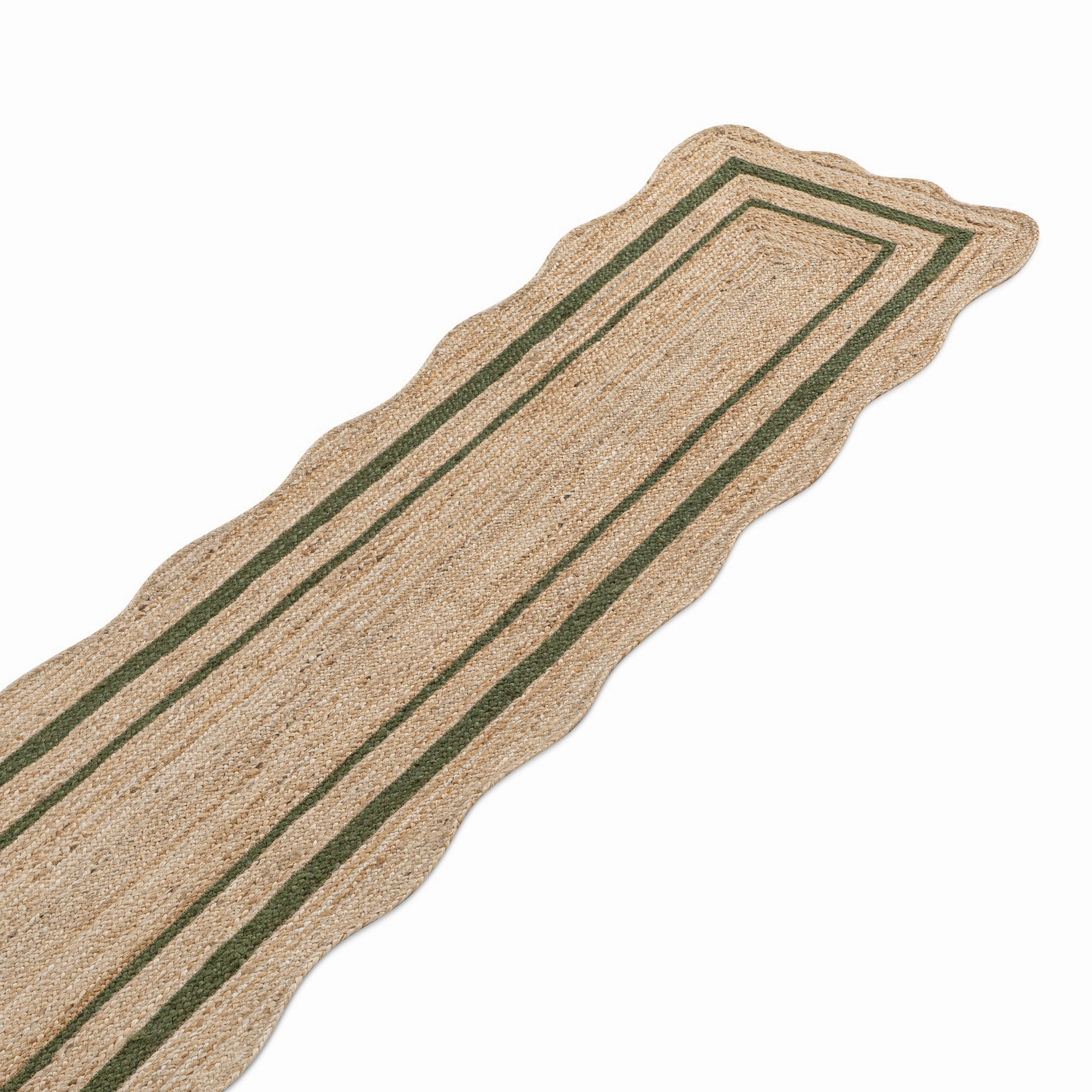 Evie Hand Braided Jute Scallop Green Runner