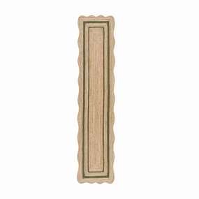Evie Hand Braided Jute Scallop Green Runner