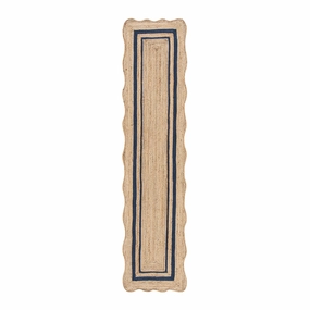 Evie Hand Braided Jute Scallop Navy Blue Runner