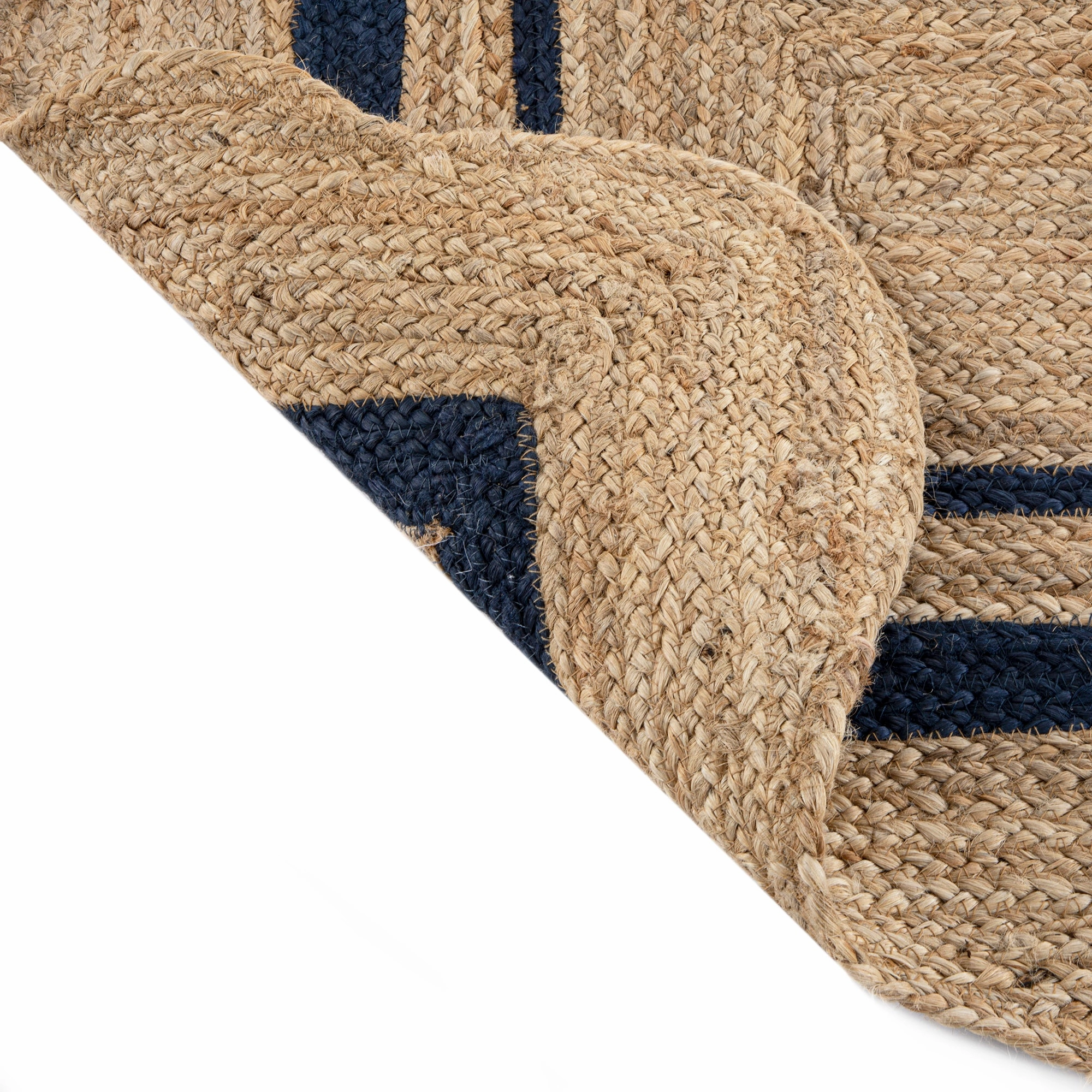 Evie Hand Braided Jute Scallop Navy Blue Runner