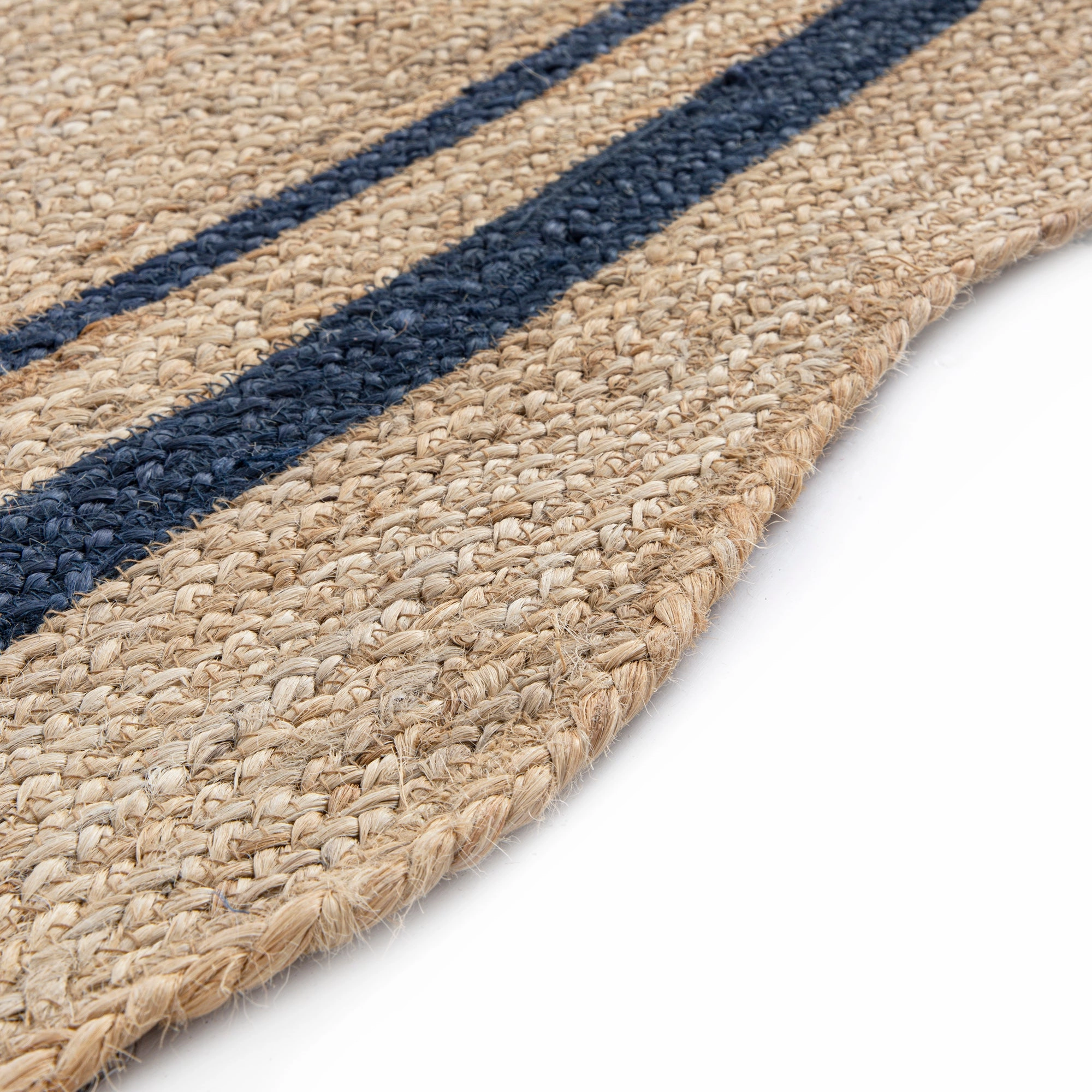 Evie Hand Braided Jute Scallop Navy Blue Runner