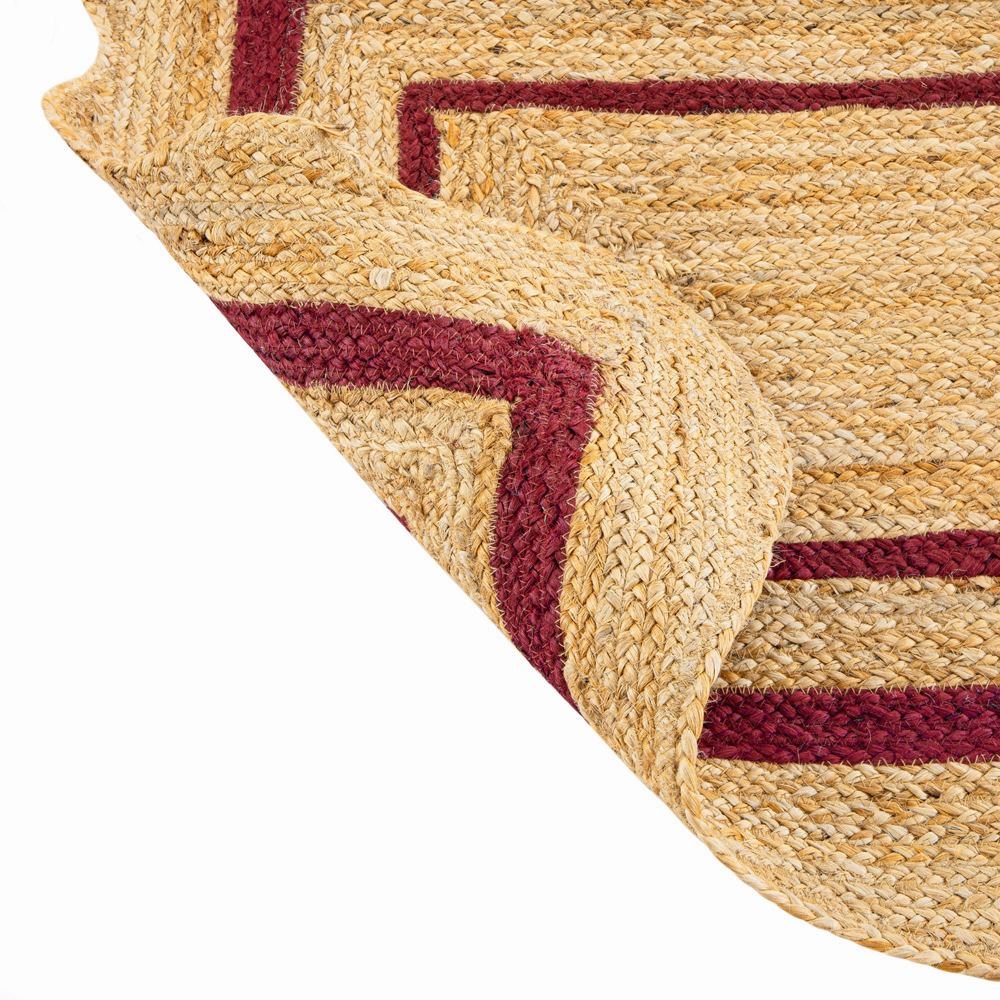Evie Hand Braided Jute Scallop Scarlet Red Runner