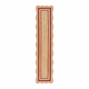 Evie Hand Braided Jute Scallop Scarlet Red Runner