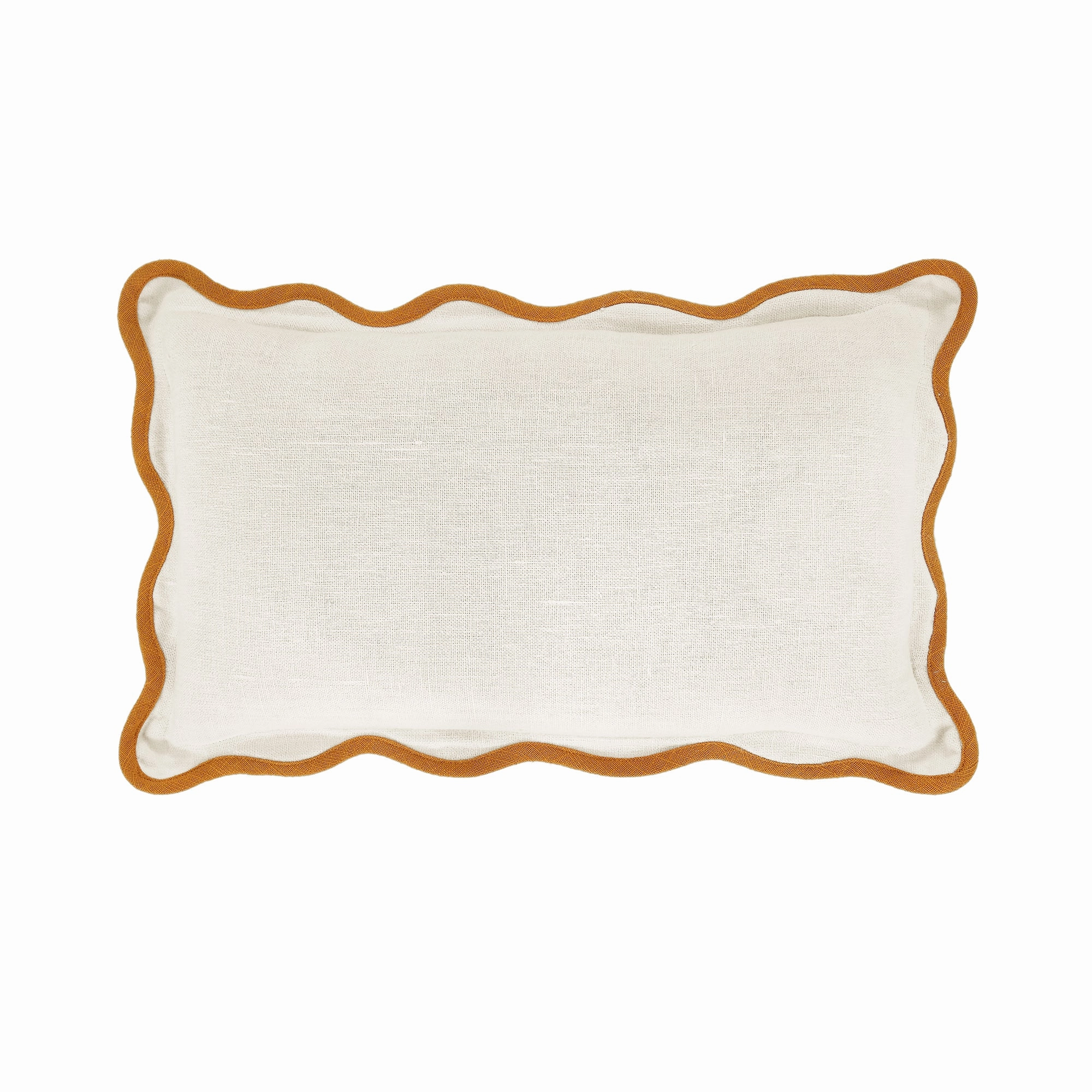 Evie Linen Butterscotch Scalloped Rectangular Cushion