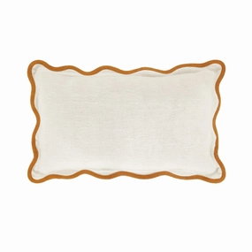 Evie Linen Butterscotch Scalloped Rectangular Cushion