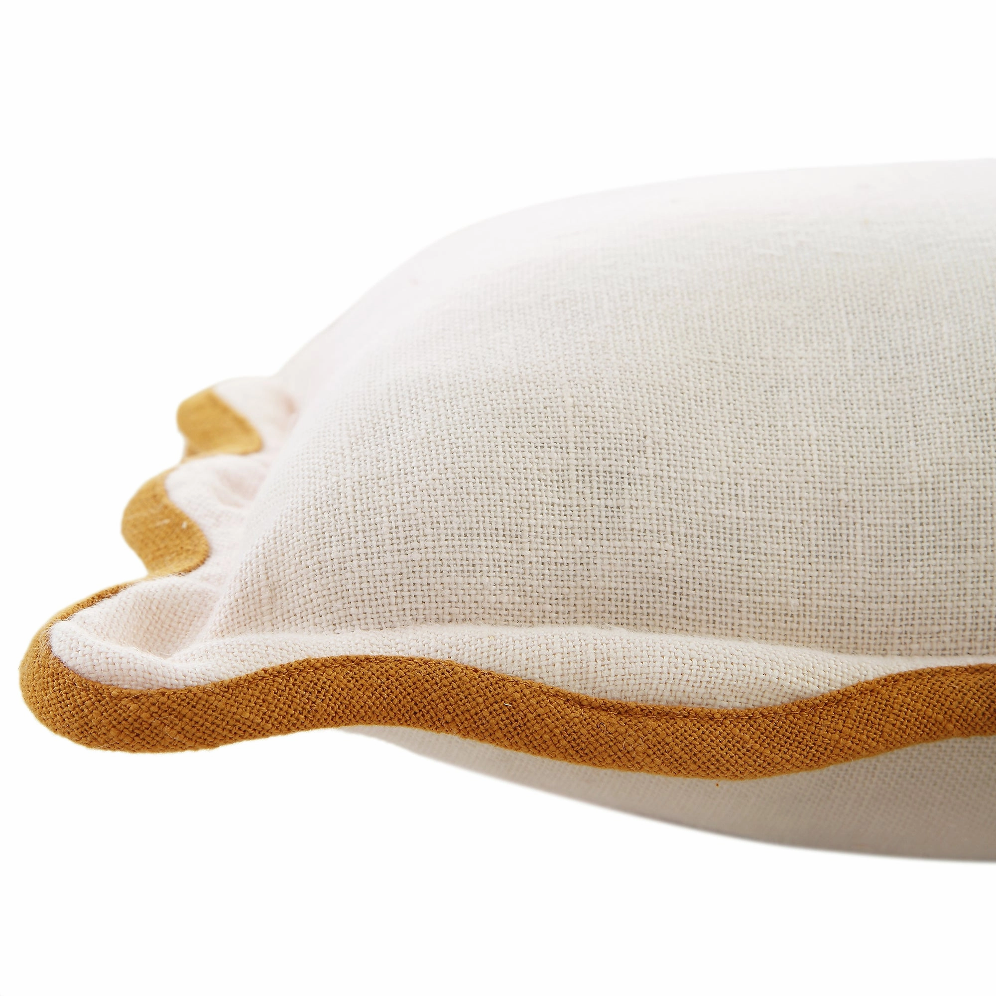 Evie Linen Butterscotch Scalloped Rectangular Cushion