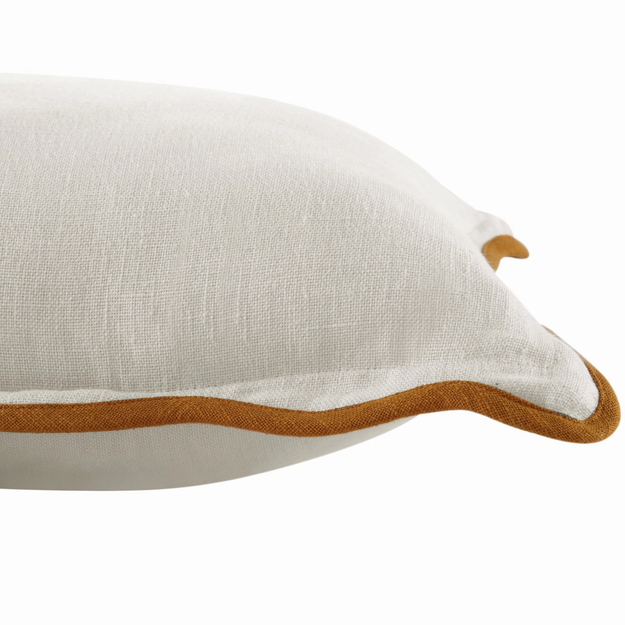 Evie Linen Butterscotch Scalloped Square Cushion