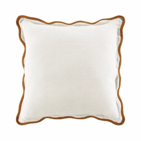 Evie Linen Butterscotch Scalloped Square Cushion