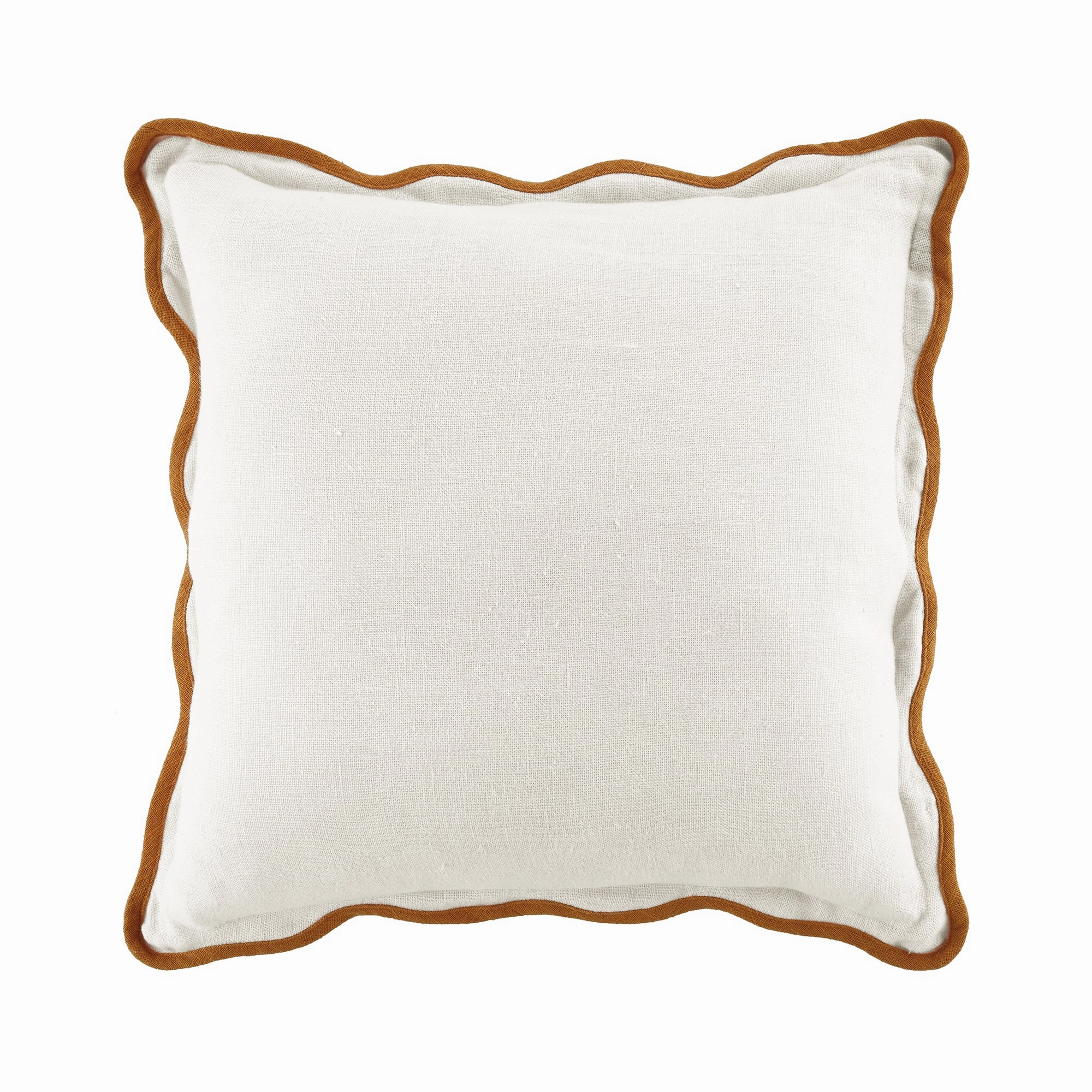 Evie Linen Butterscotch Scalloped Square Cushion
