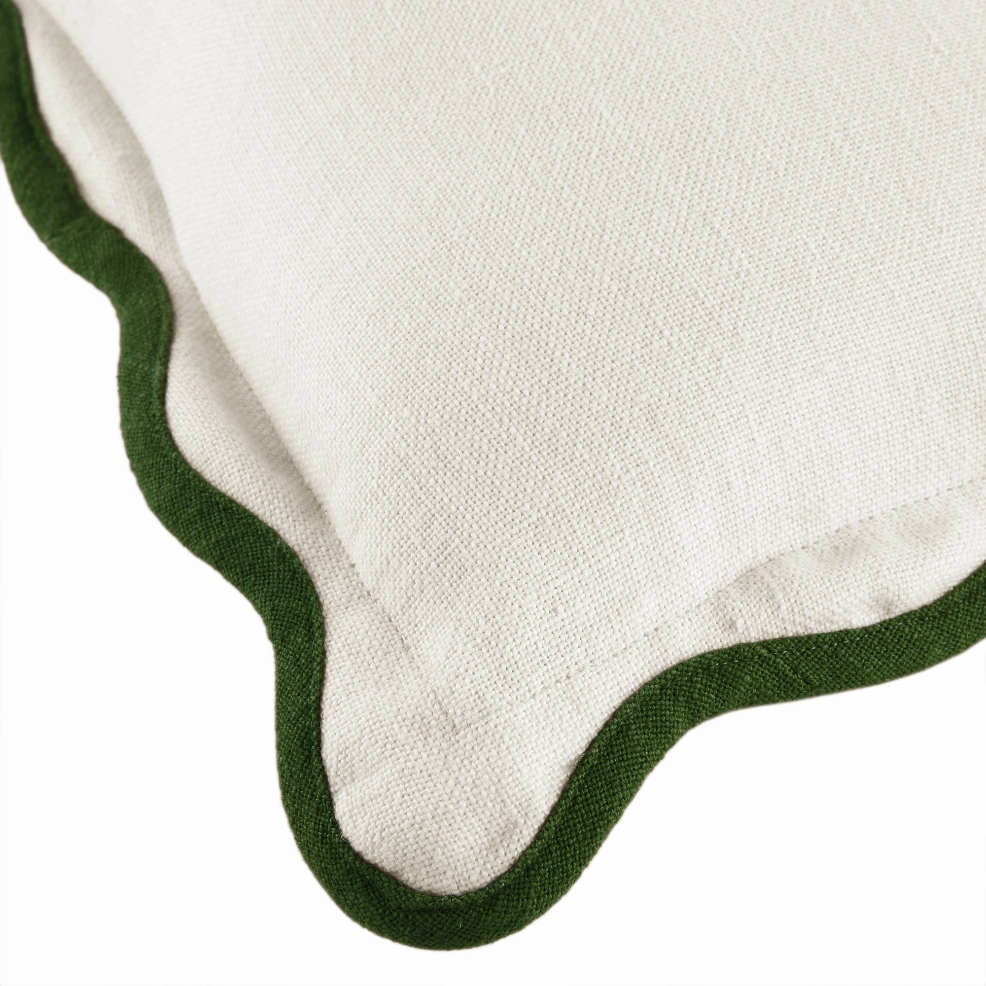 Evie Linen Cedar Green Scalloped Rectangular Cushion