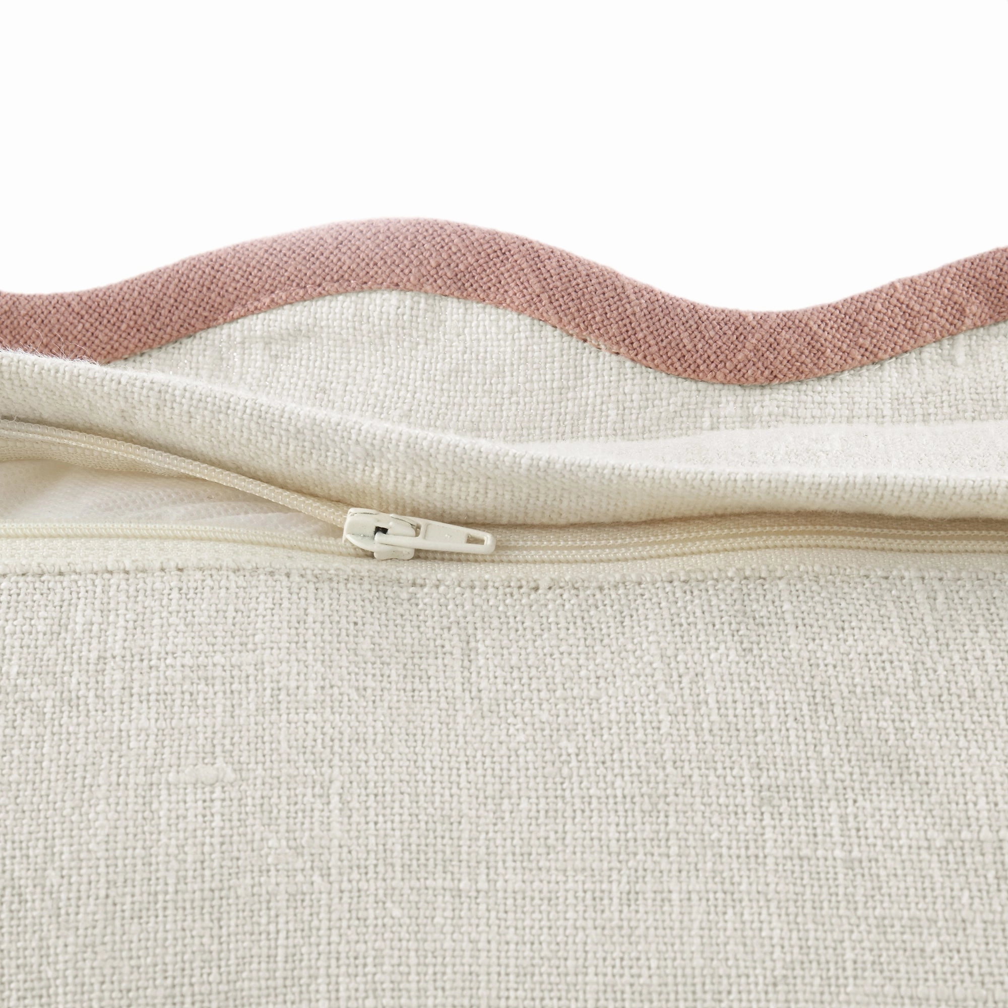 Evie Linen Dusky Pink Scalloped Rectangular Cushion