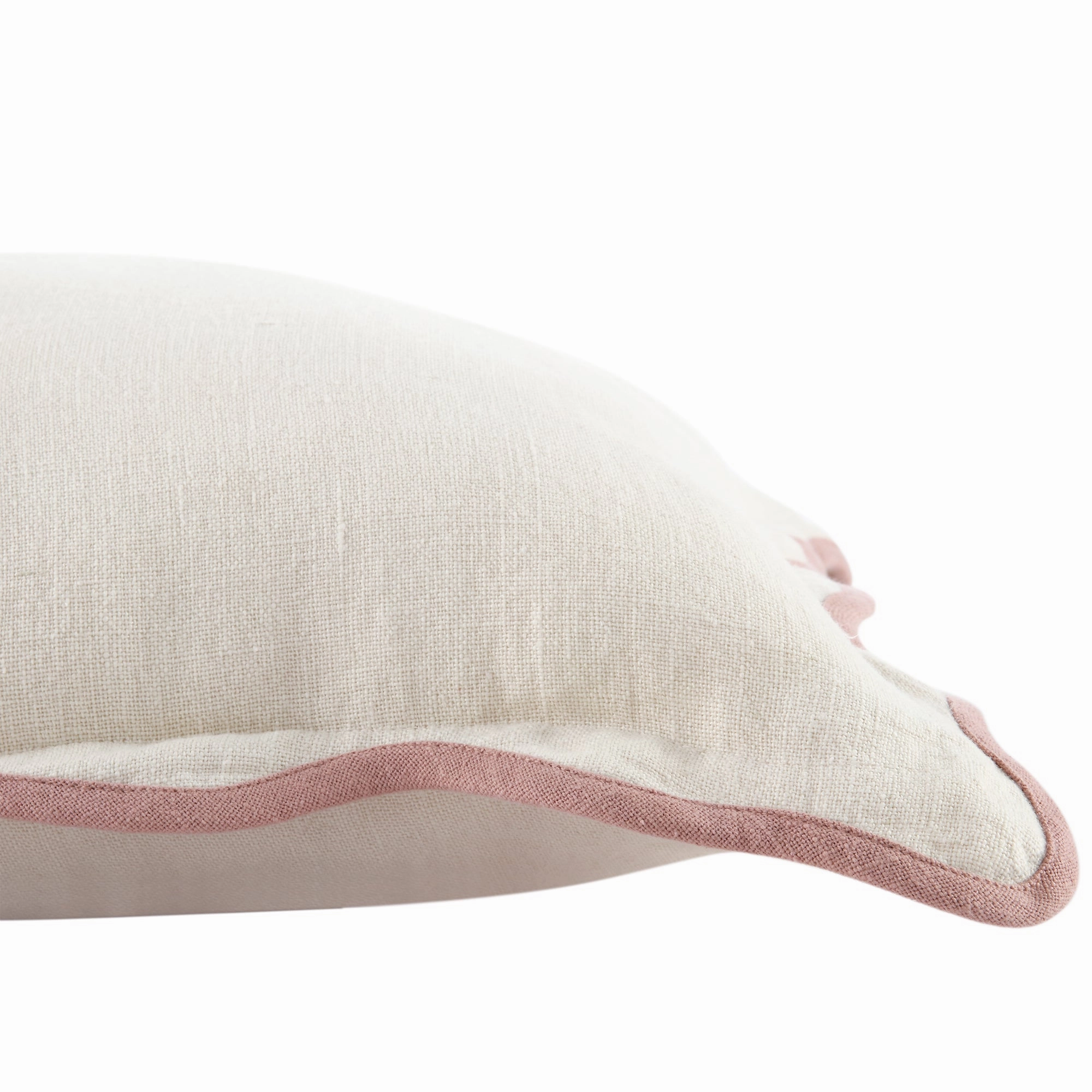 Evie Linen Dusky Pink Scalloped Square Cushion
