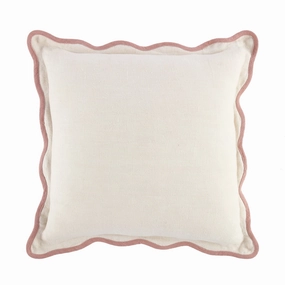 Evie Linen Dusky Pink Scalloped Square Cushion