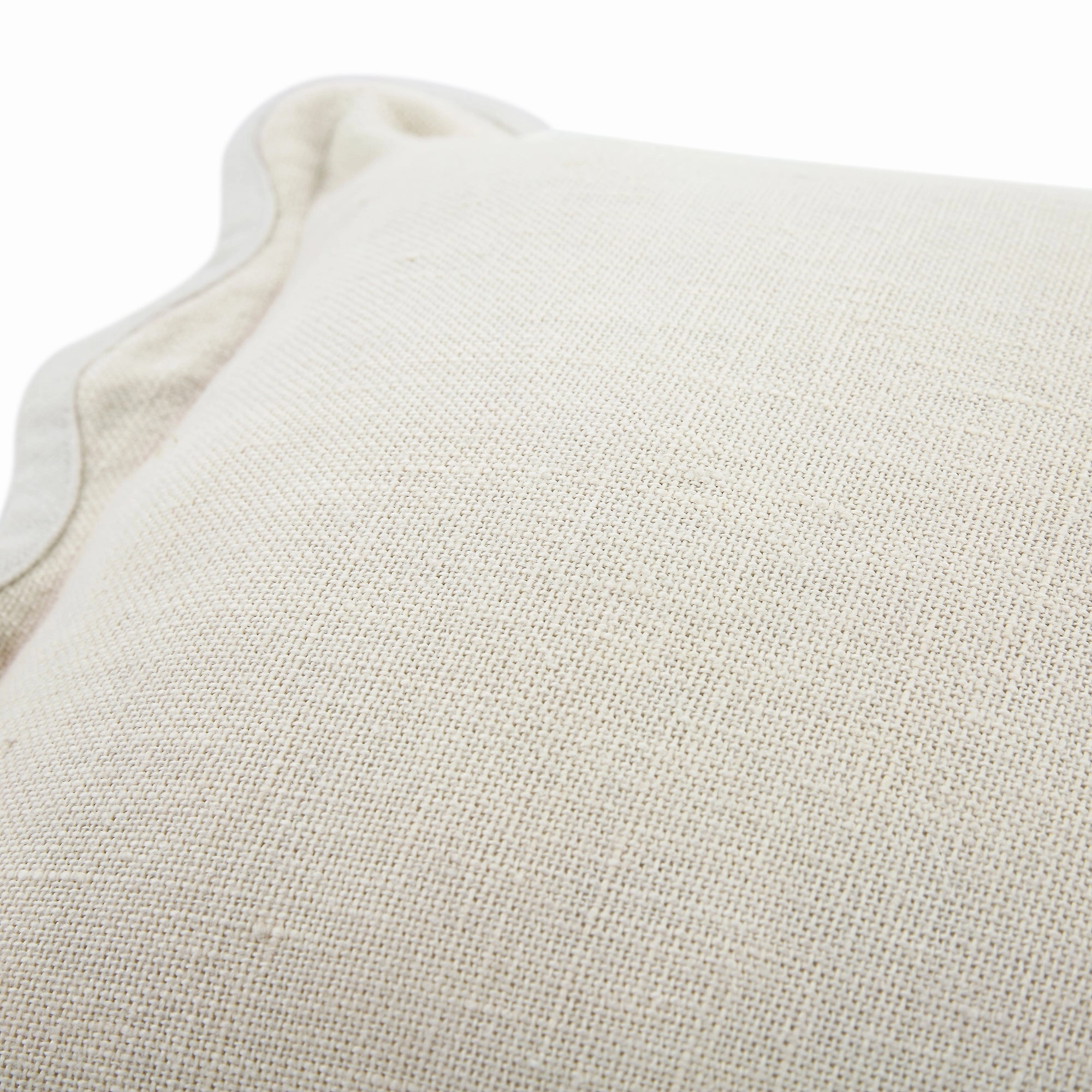 Evie Linen Powder White Scalloped Rectangular Cushion