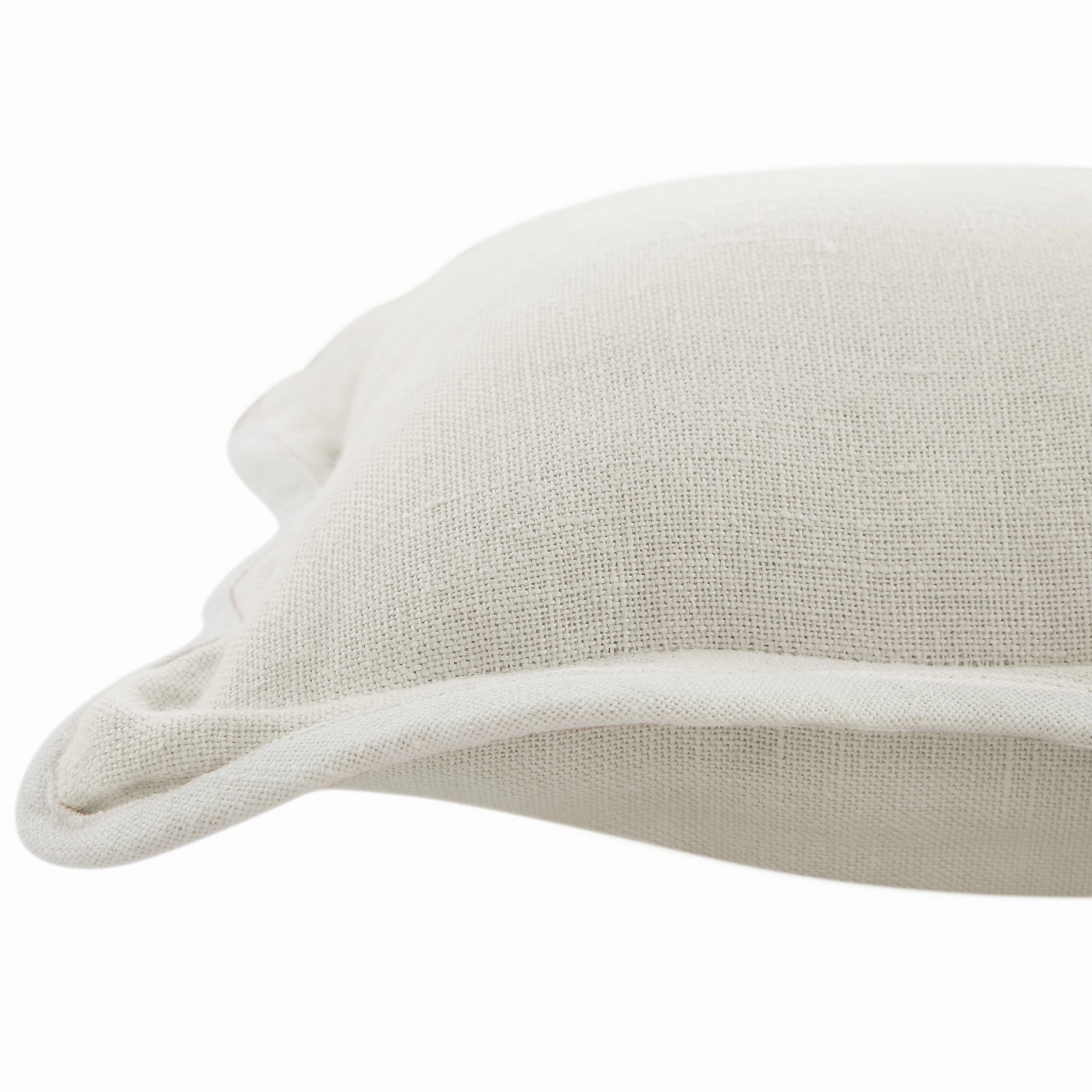 Evie Linen Powder White Scalloped Rectangular Cushion
