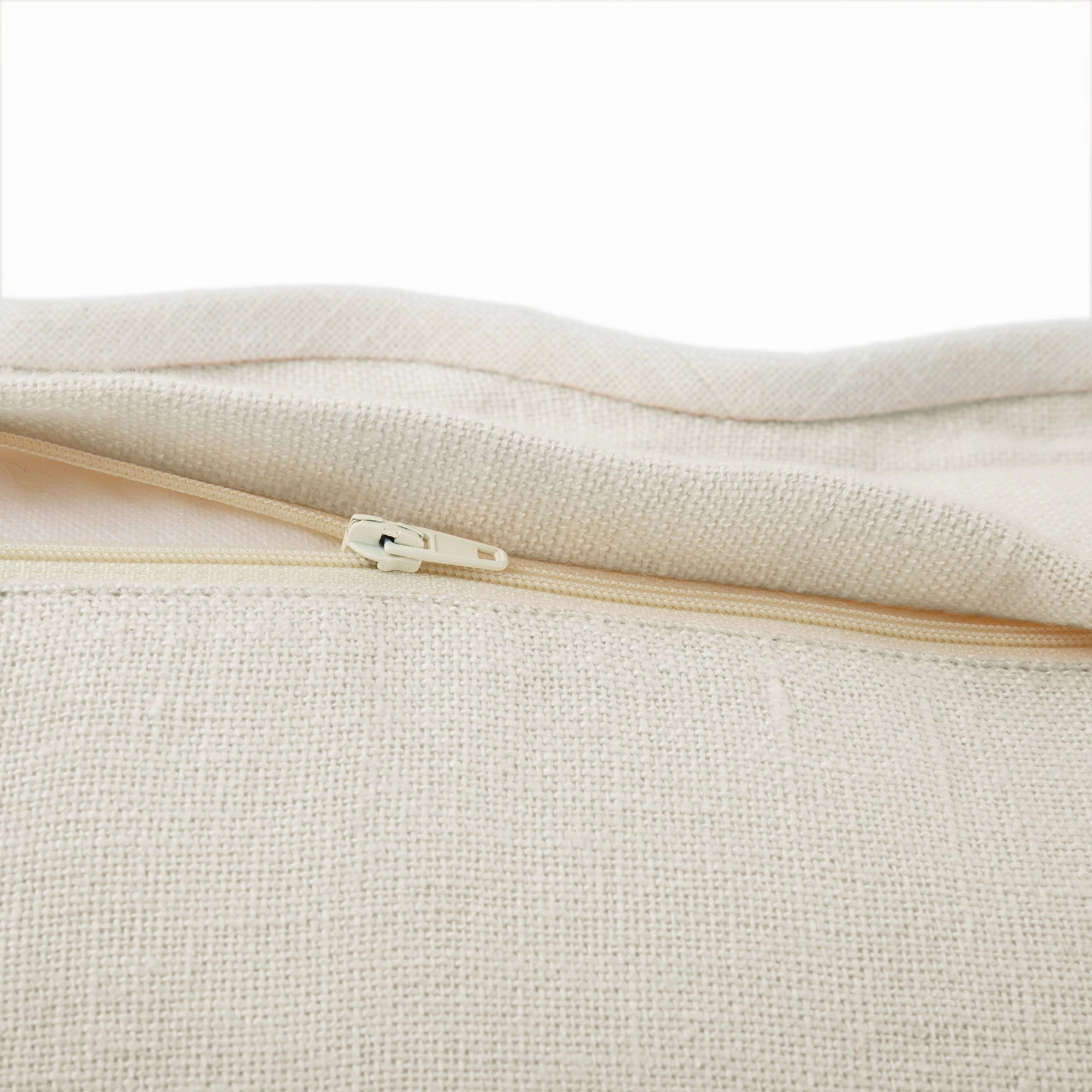 Evie Linen Powder White Scalloped Square Cushion