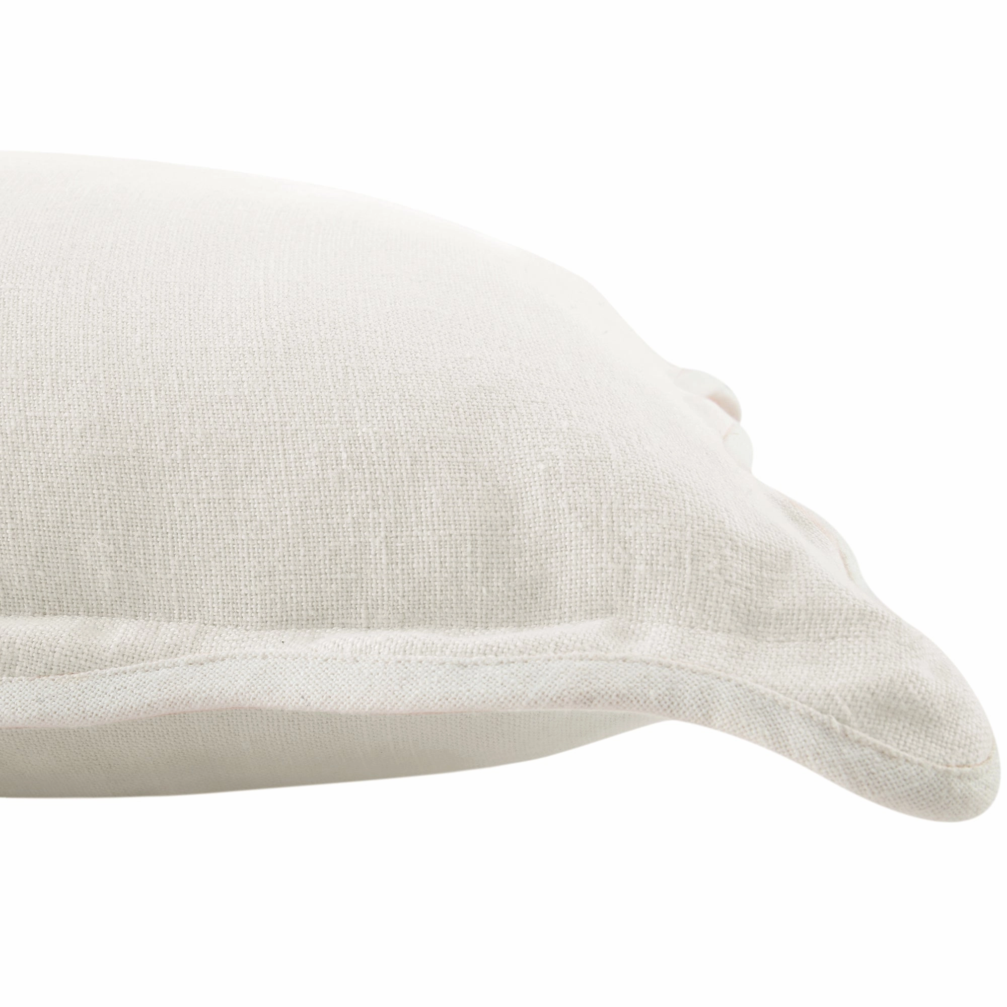 Evie Linen Powder White Scalloped Square Cushion