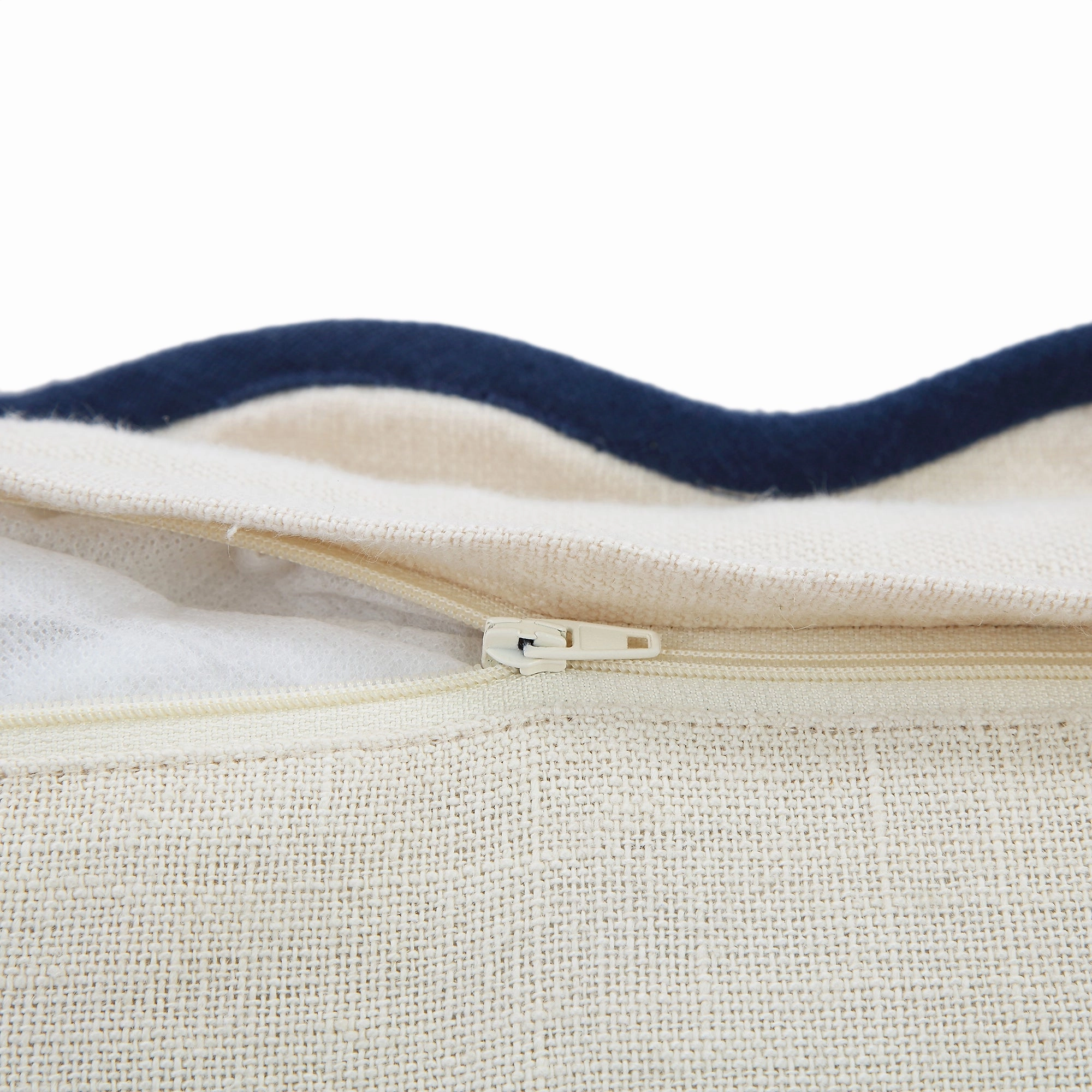 Evie Linen Prussian Blue Scalloped Rectangular Cushion